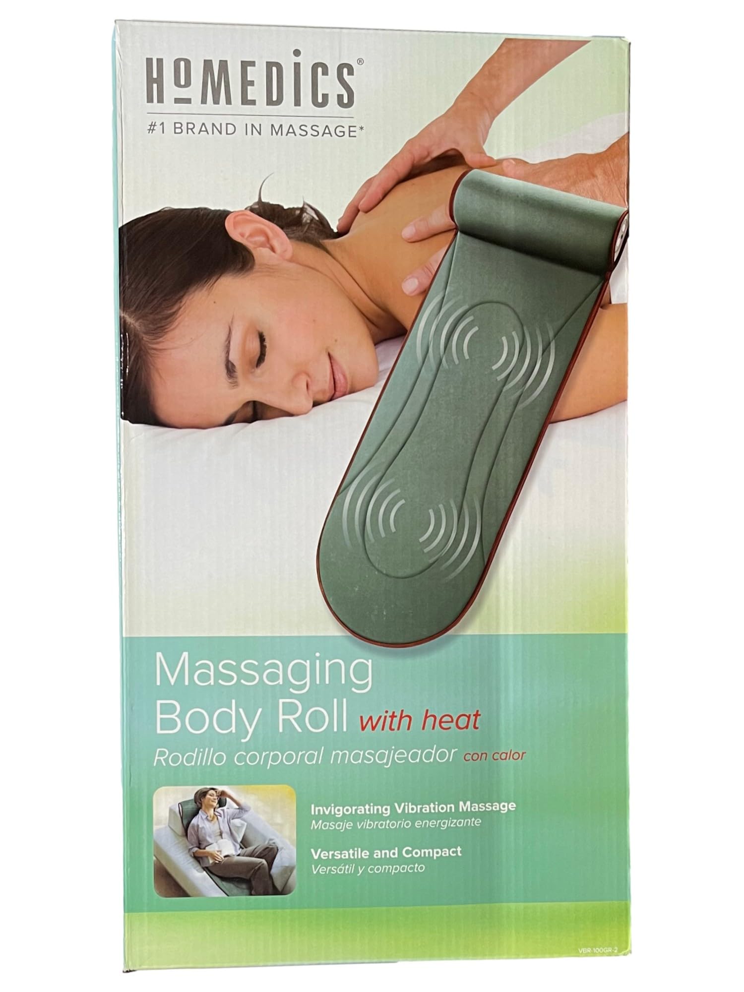 Homedics Deep Tissue Massage Roller with Heat Therapy - Adjustable Vibration for Back, Neck & Shoulder Pain Relief - Perfect for Home, Office & Travel Use