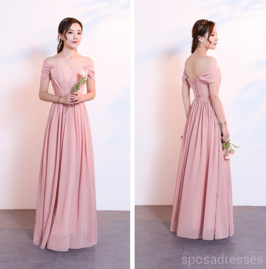 Elegant Blush Pink Floor-Length Chiffon Bridesmaid Dresses - WG534 | Perfect for Weddings, Formal Events & Special Occasions