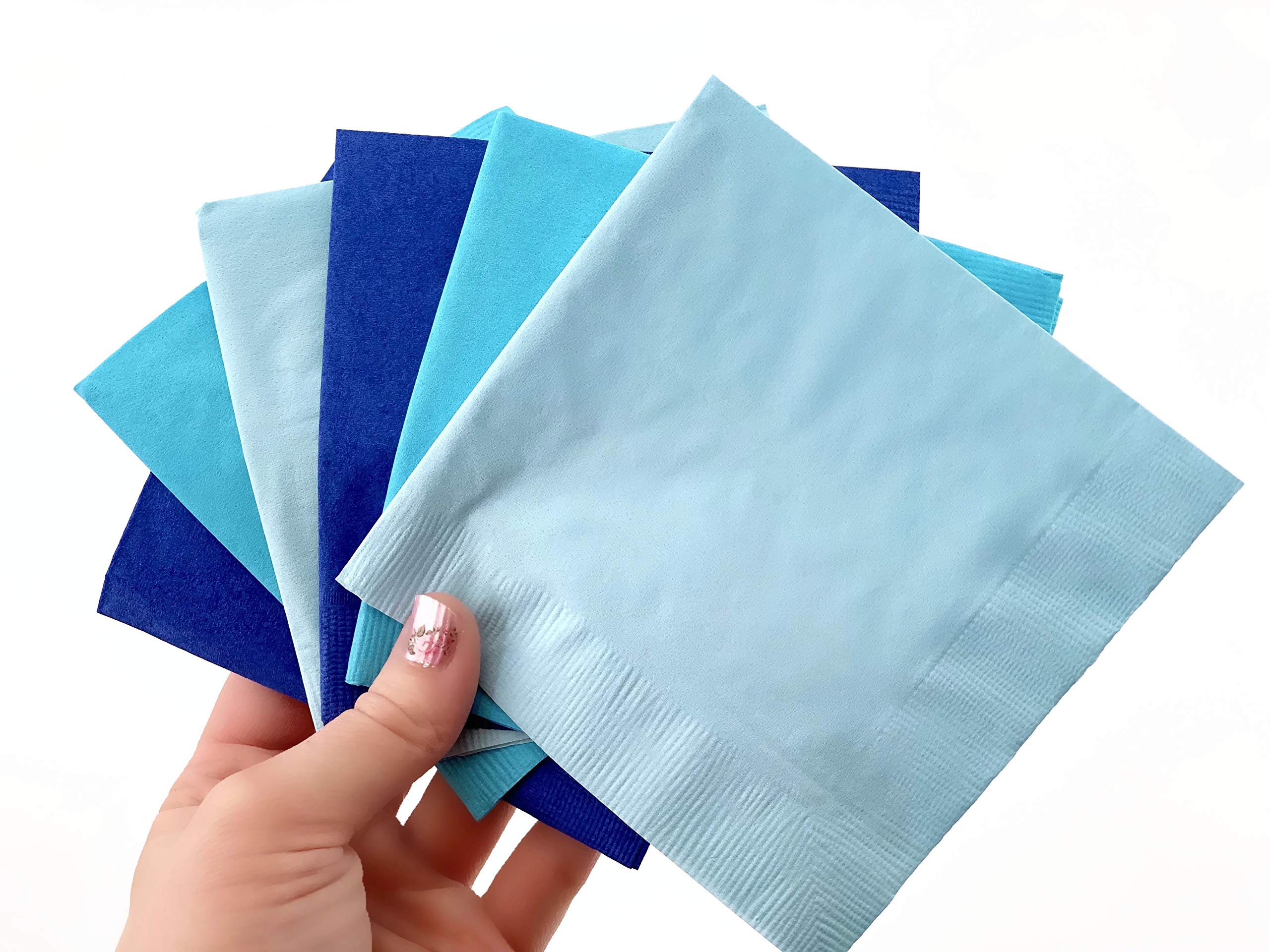 Premium Blue Paper Napkins - 50 Count, Disposable Beverage & Drink Napkins for Boy Birthday, Baby Shower, Cocktail Party, Bridal Shower & Party Supplies - Perfect for Casual Dining, Celebrations & Special Events