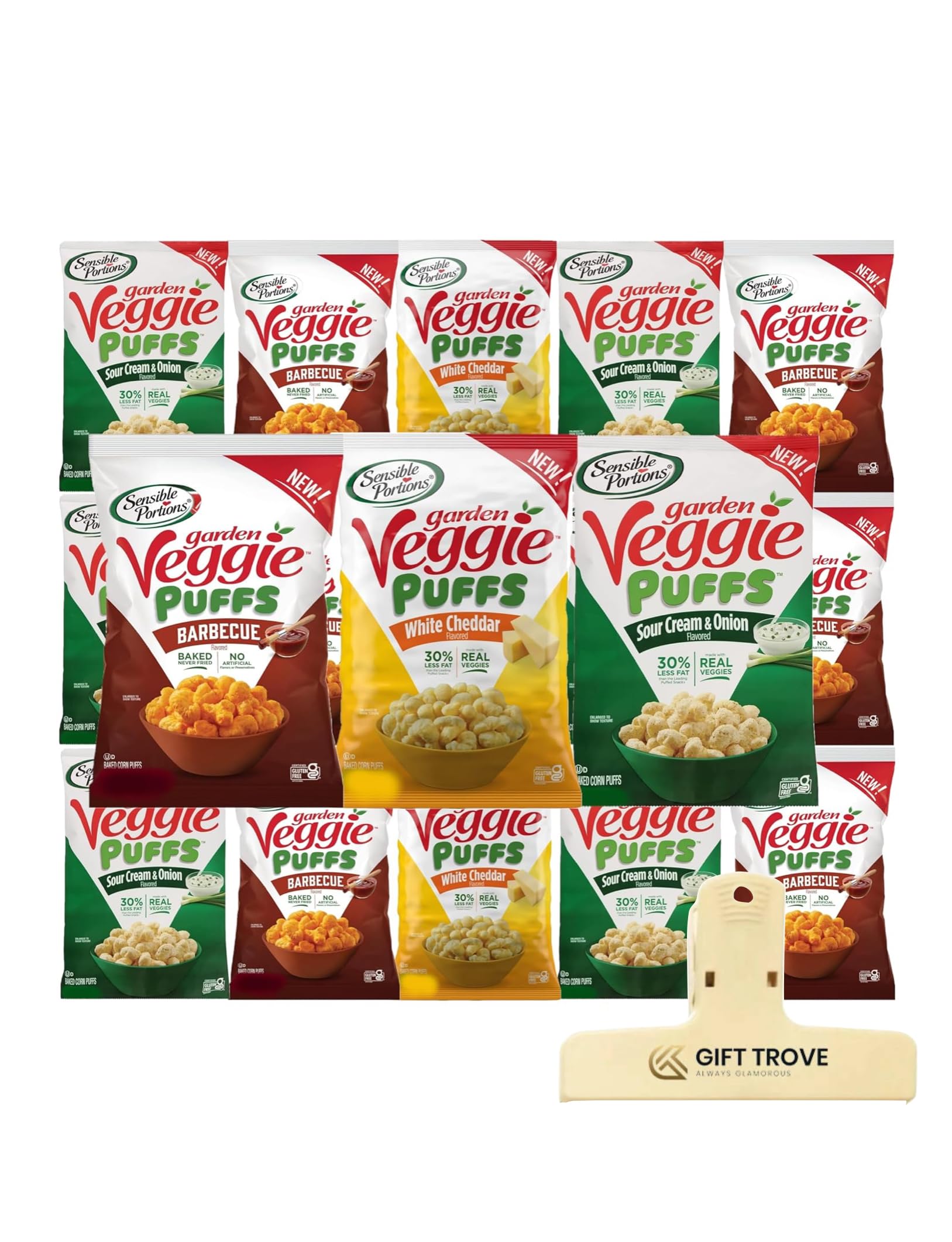 Sensible Portions Garden Veggie Snacks - Veggie Puffs Variety Pack (15 Count) | Healthy Gluten-Free Snacks for Kids & Adults | Perfect for Lunchboxes, Parties & On-the-Go Snacking