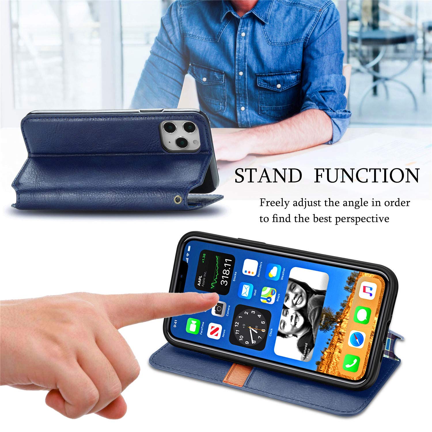Shockproof Magnetic Leather Wallet Case for iPhone 13 Pro Max (6.7 Inch) - Business Flip Cover with Credit Card Holder & Kickstand | Perfect for Work, Travel and Daily Use (2021 5G Model)