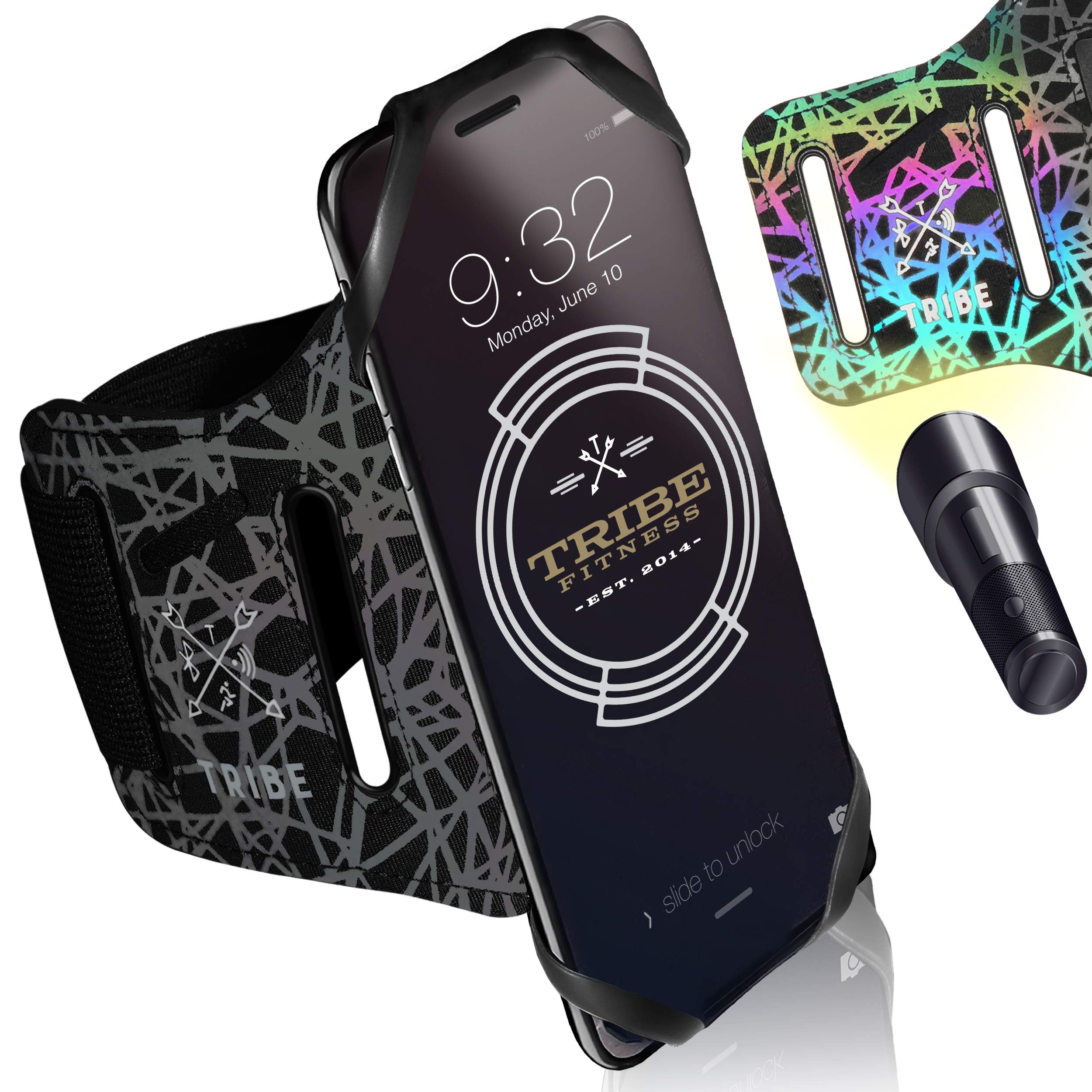 TRIBE Running Phone Holder Armband for iPhone & Samsung Galaxy - 360° Rotatable & Detachable Sports Armband for Men & Women - Perfect for Running, Jogging, Gym Workouts & Outdoor Activities