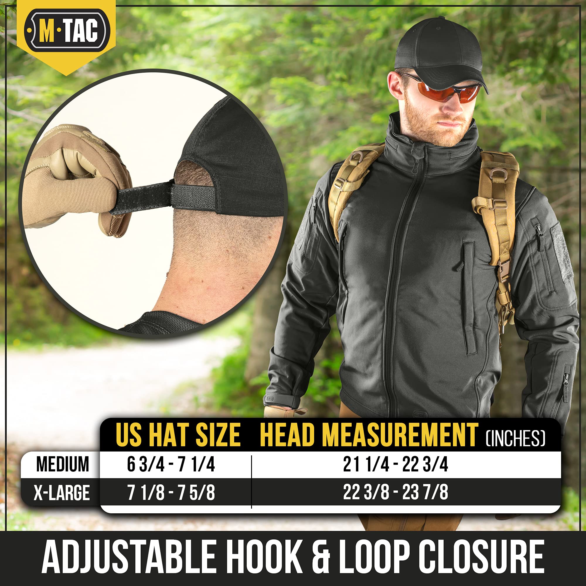 M-Tac Tactical Baseball Cap - Adjustable Ripstop Hat for Men & Women, Military Style Outdoor Workout Cap for Hiking, Running, and Casual Wear