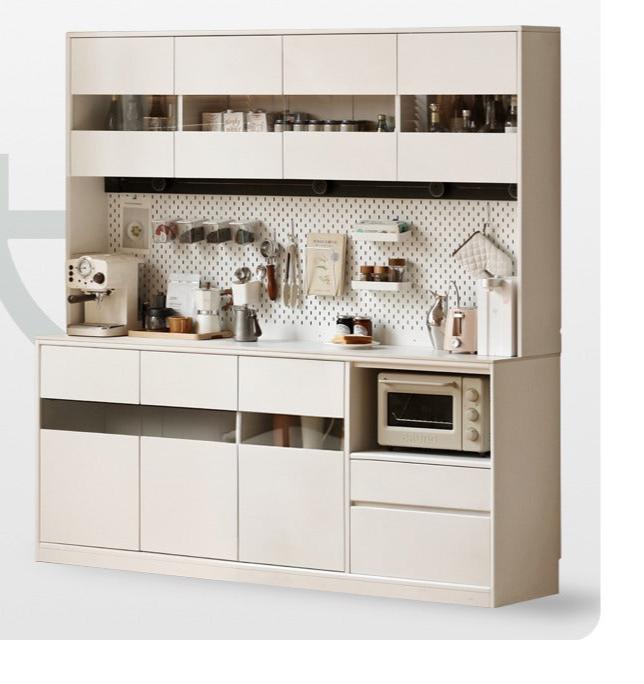 Solid Poplar Wood Wall-Mounted Cream Style Dining Sideboard - Perfect for Small Spaces, Kitchens, and Dining Rooms
