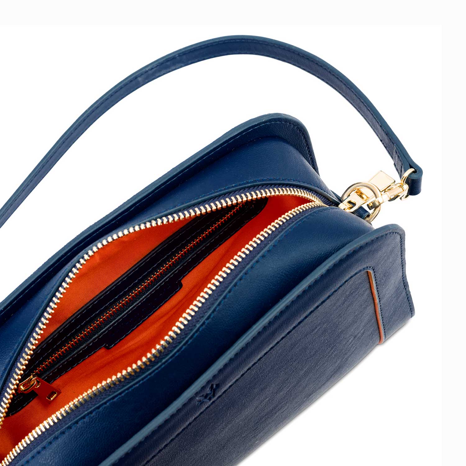 Wilton Vegan Leather Crossbody Bag for Women - Stylish Navy & Orange Purse | Perfect for Work, Travel & Everyday Use