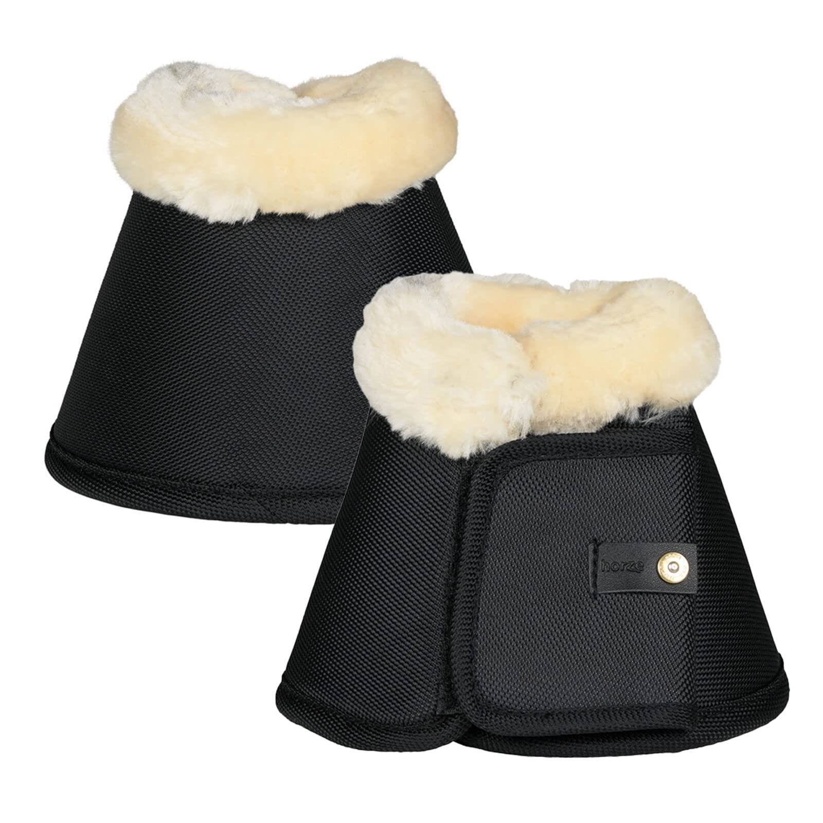 HORZE Lincoln Faux Fur Bell Boots for Horses - Waterproof & Durable Horse Leg Protection - Ideal for Riding, Training, and Stable Use