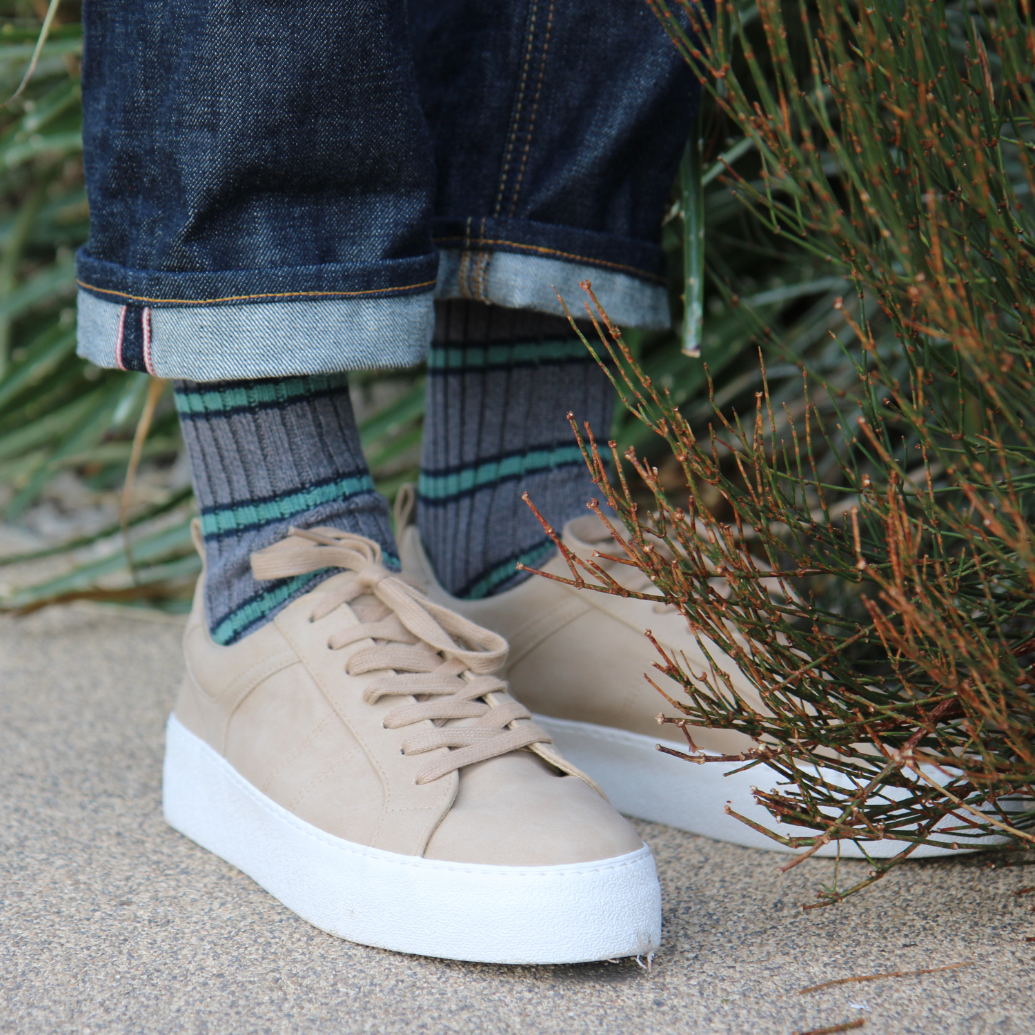 Men's Military Stripe Pure Cotton Socks - Breathable & Durable Casual Socks for Outdoor, Hiking, and Everyday Wear