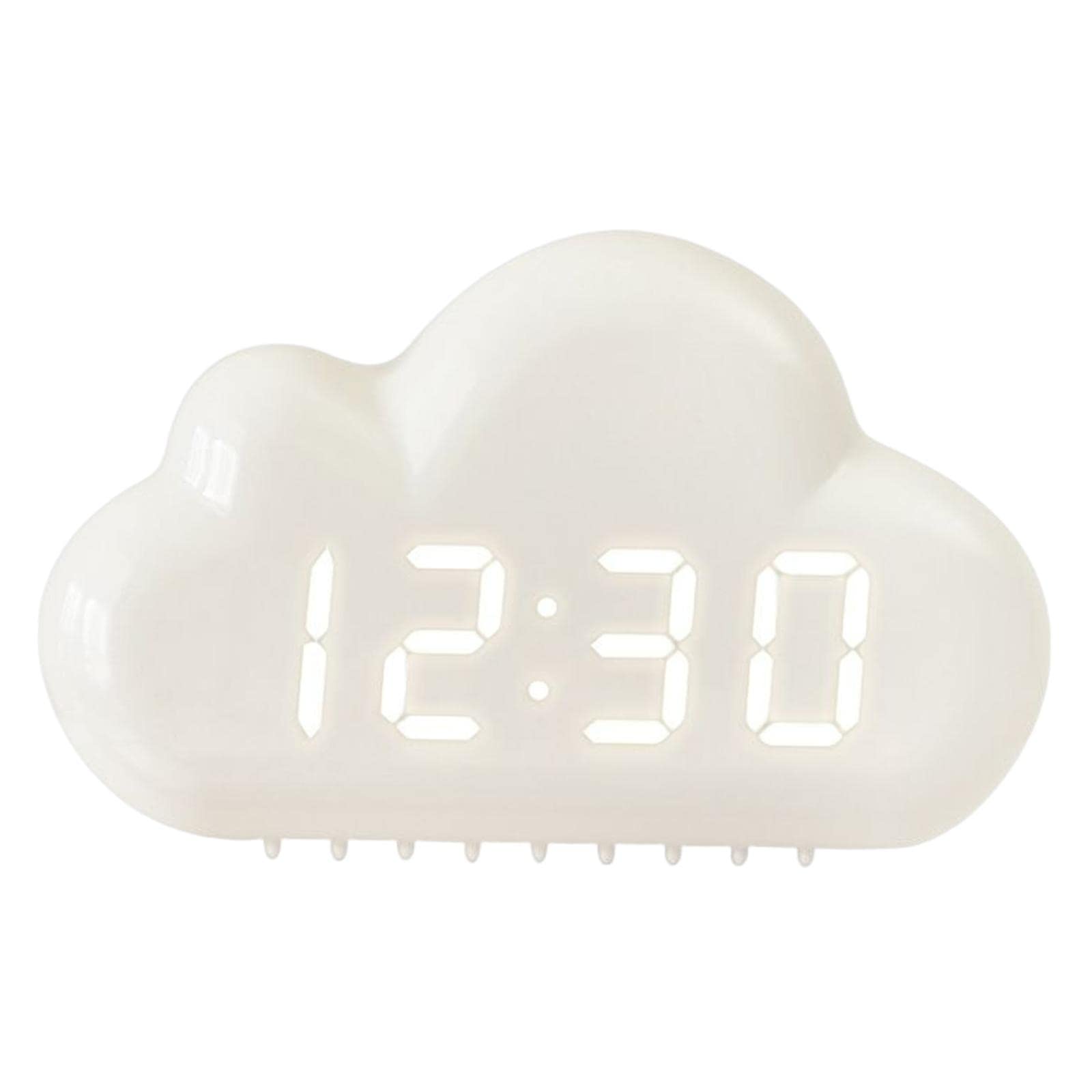Baoblaze Cloud-Shaped Digital Alarm Clock for Kids - Large LED Display with Snooze, Night Light & Dual Power - Perfect for Bedroom, Desk, Nursery & Dorm Room (White)