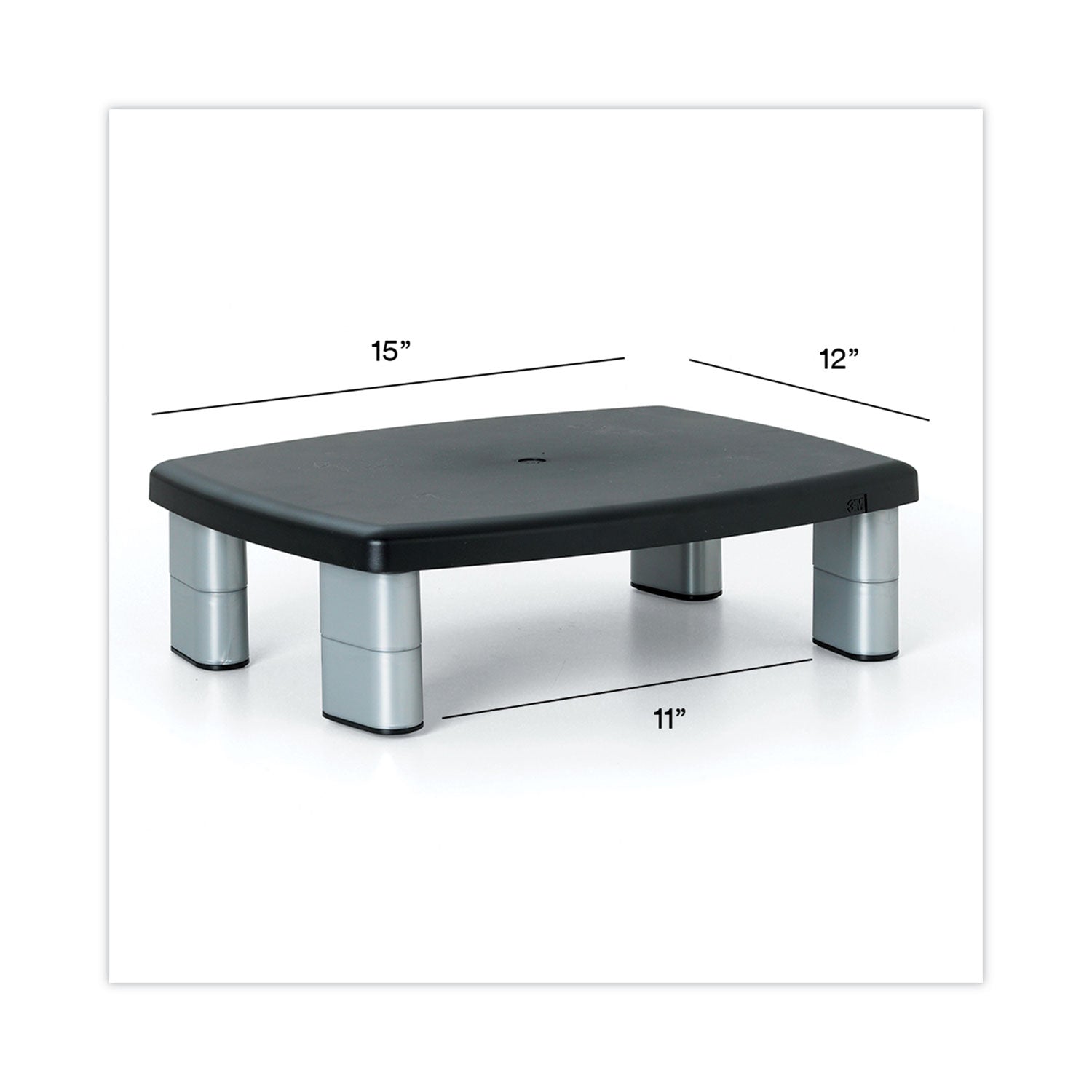 3M™ Adjustable Height Monitor Stand - Ergonomic Black/Silver Desktop Riser (15