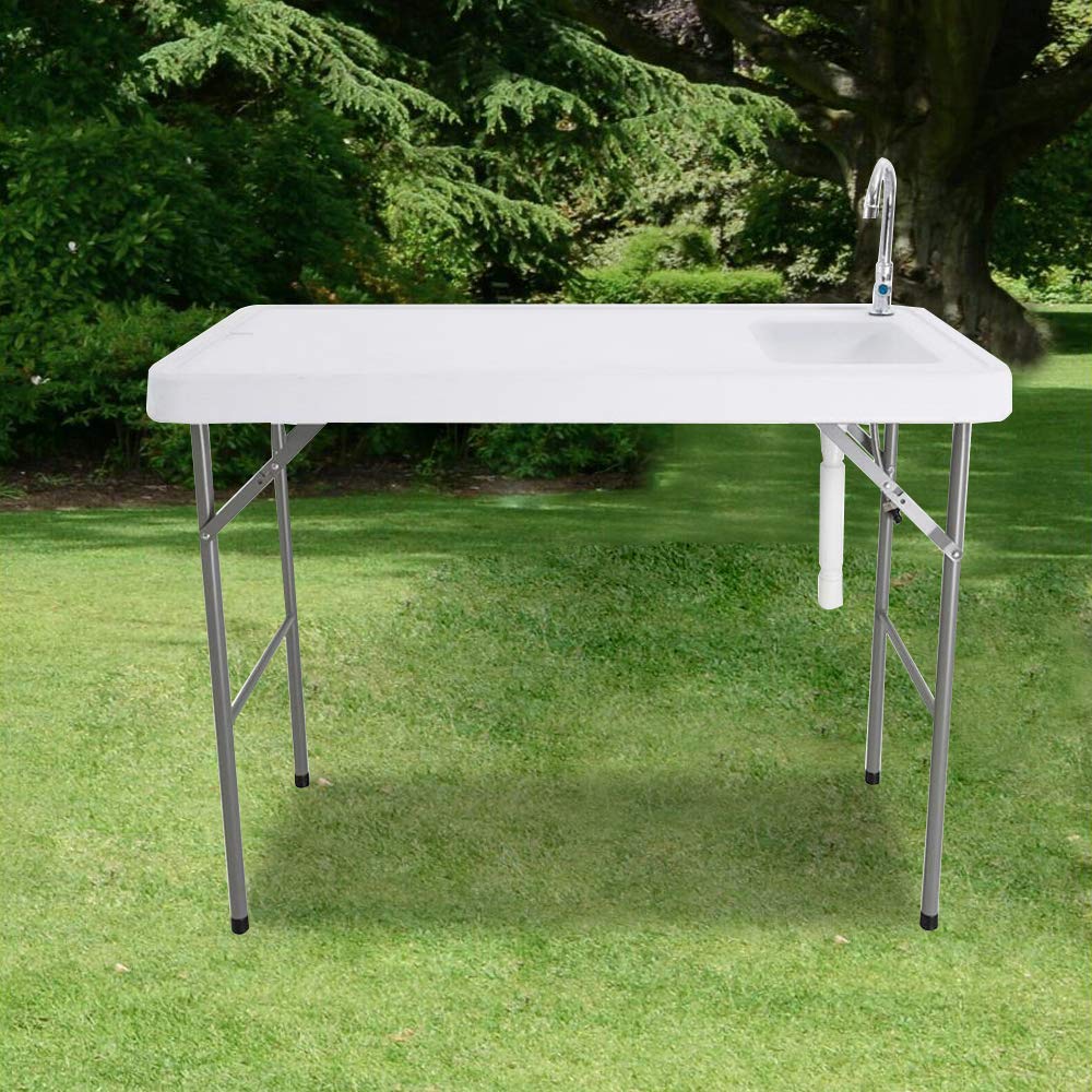 **Portable Outdoor Camping Table with Sink & Faucet - Foldable Picnic Table for Fishing, Beach, Dock, Patio, Travel | Ideal for Camping, BBQ, and Outdoor Cooking**