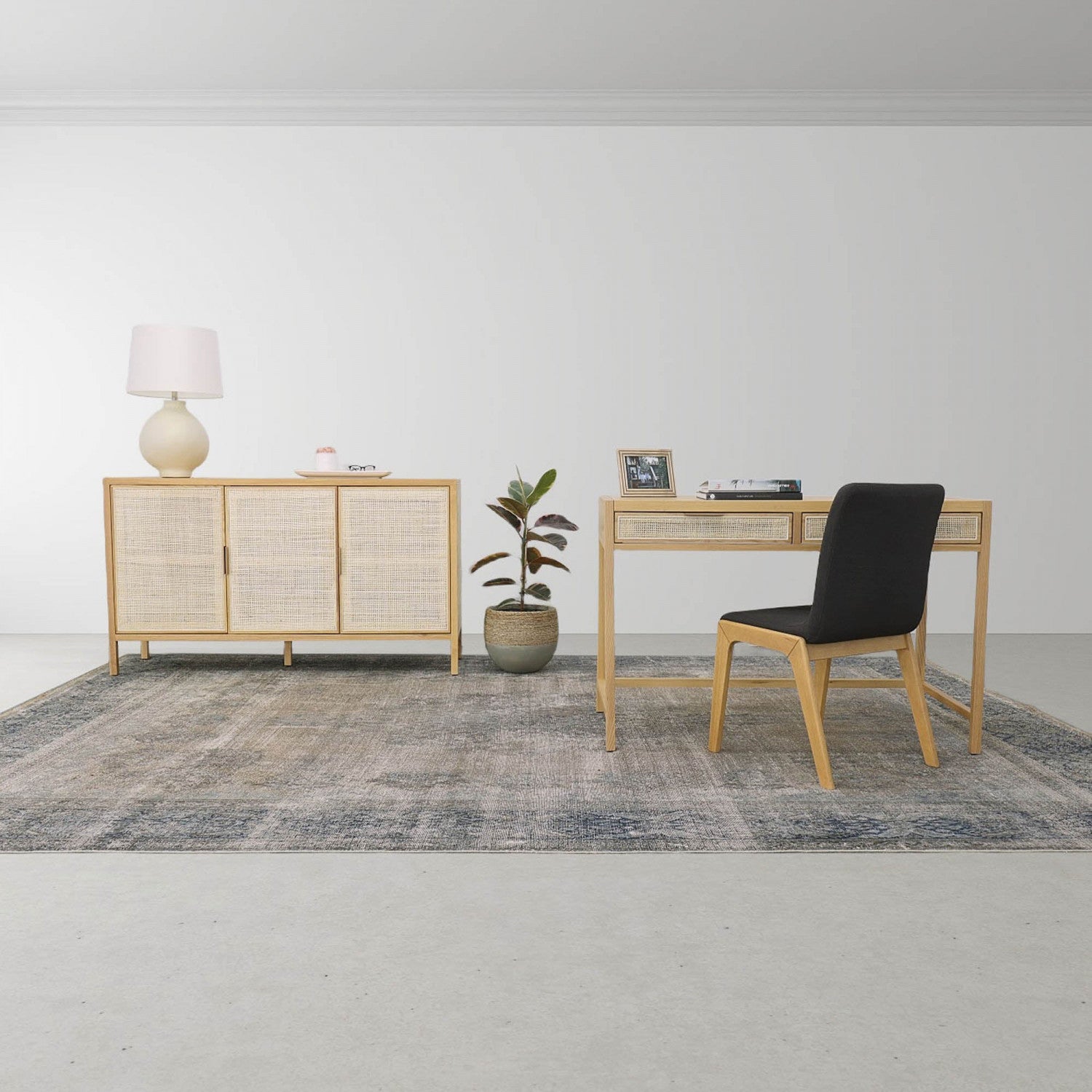 Natural Wood Nurelle Desk - Modern Home Office Desk for Study & Work - Ergonomic Writing Desk with Storage for Small Spaces