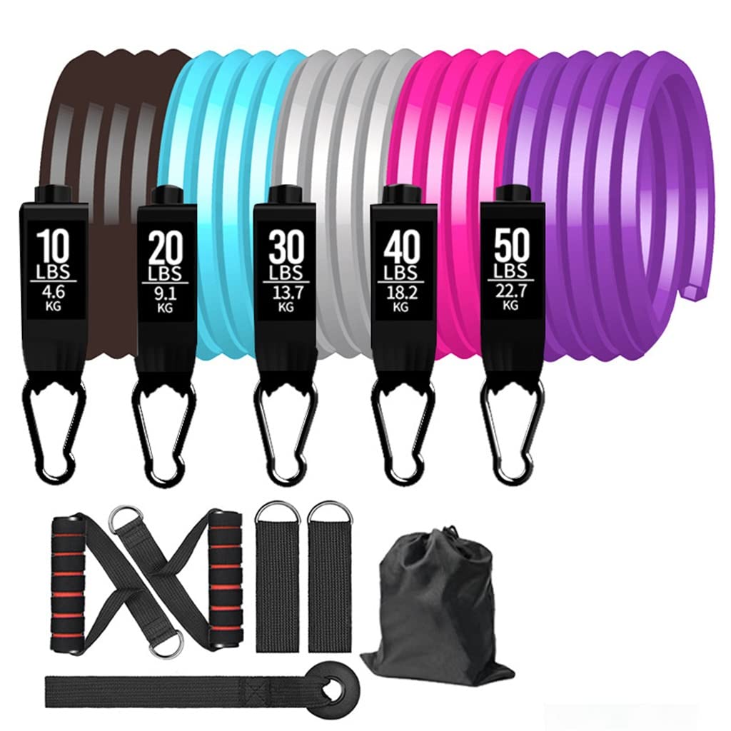 11-Piece Women's Resistance Bands Set - TPE Fitness Bands for Bodybuilding, Yoga, Gym Training & Home Workouts (200LB Capacity, Multi-Color) - Perfect for Strength Training, Pilates, Physical Therapy & Full-Body Toning