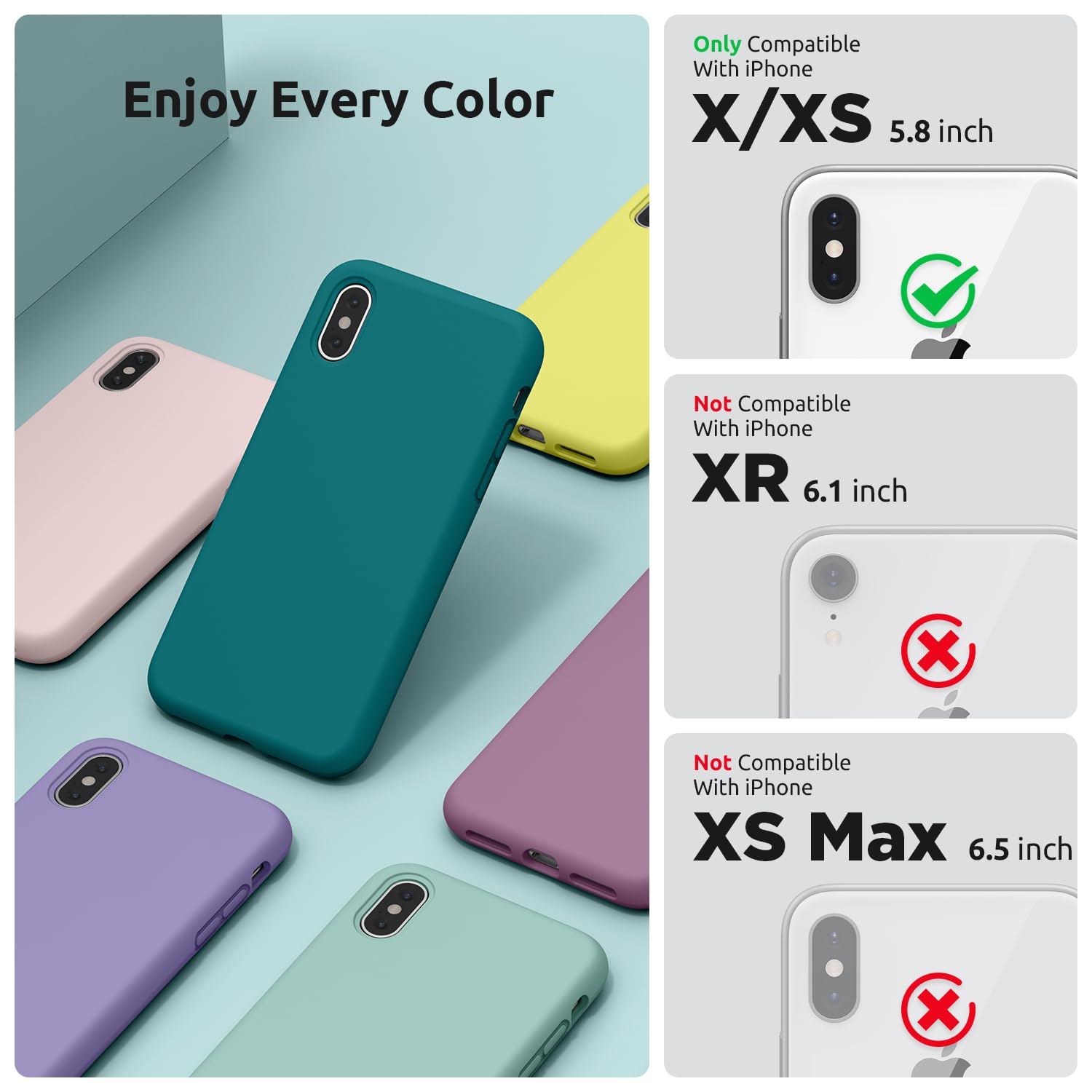 Premium Liquid Silicone Phone Case for iPhone X/XS 5.8