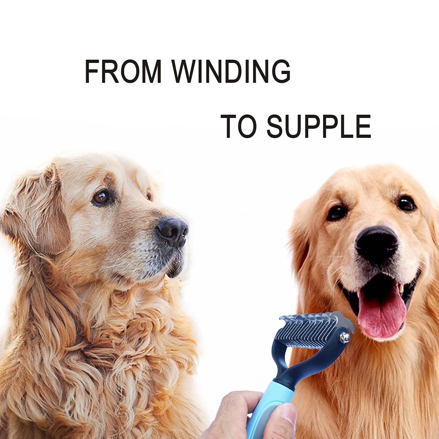 Double Sided Undercoat Rake Comb for Dogs & Cats - Professional Pet Grooming Tool for Shedding, Dematting & Flea Removal (16 Tooth, Blue) - Perfect for Home Grooming & Pet Spa Sessions