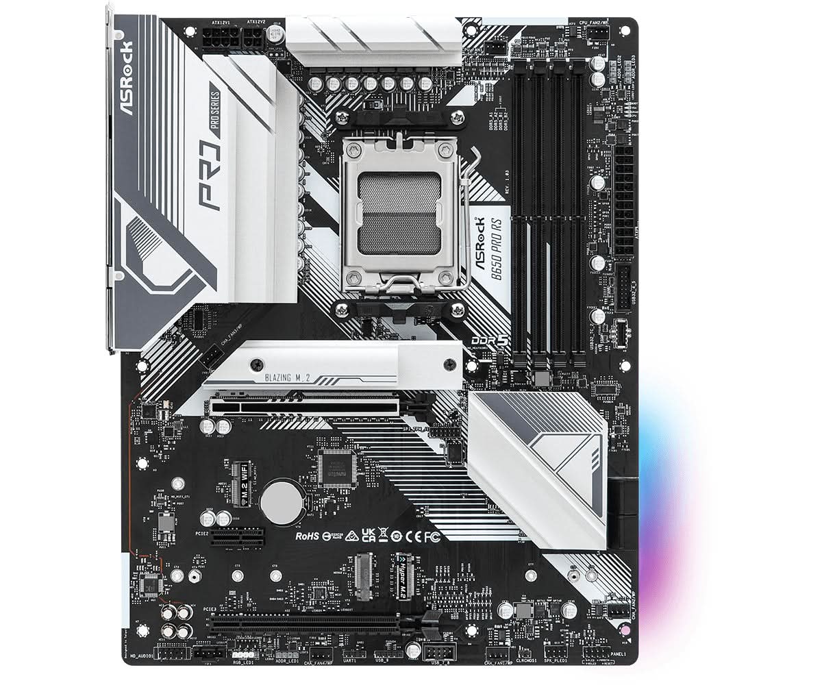 ASRock B650 Pro RS AMD AM5 DDR5 ATX Motherboard - High-Performance Gaming & Workstation PC Build for Streaming, Editing & Multitasking