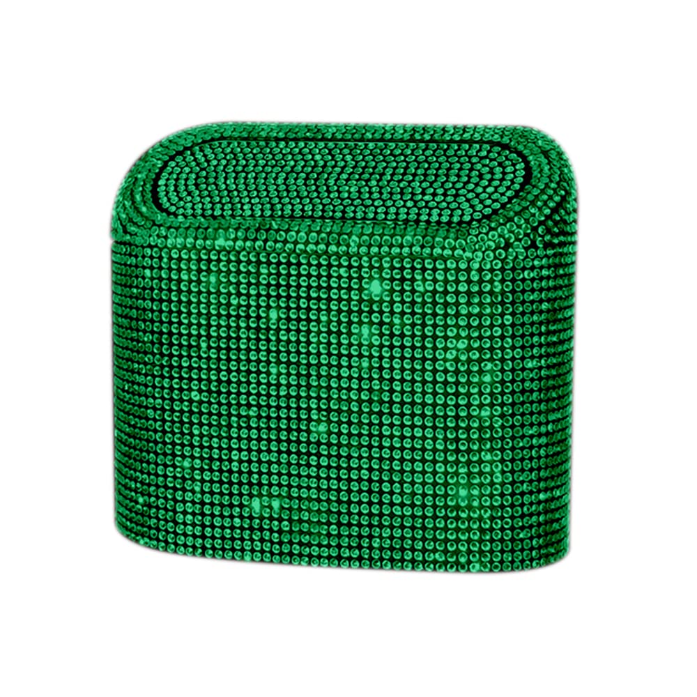 Sparkly Rhinestone Car Trash Can with Lid - Hanging Vehicle Garbage Bin for Car, Office & Home - Glittery Litter Container (Green) | Perfect for Road Trips, Commuting & Keeping Vehicles Clean