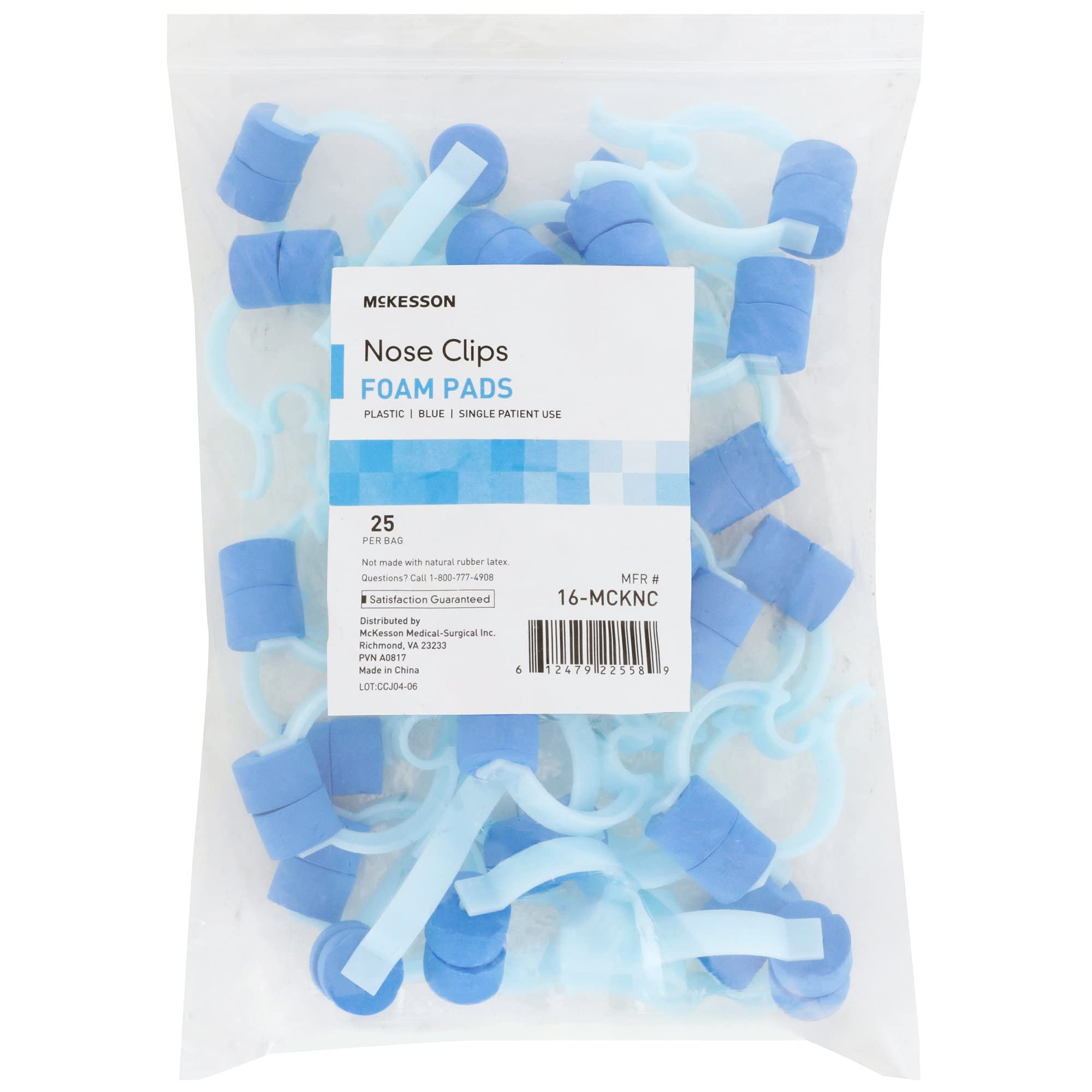 McKesson Disposable Nose Clips for Spirometry Testing - Plastic & Rubber Comfort Fit (Blue, 200 Count - 8 Packs of 25) - Ideal for Medical Clinics, Hospitals & Home Respiratory Care