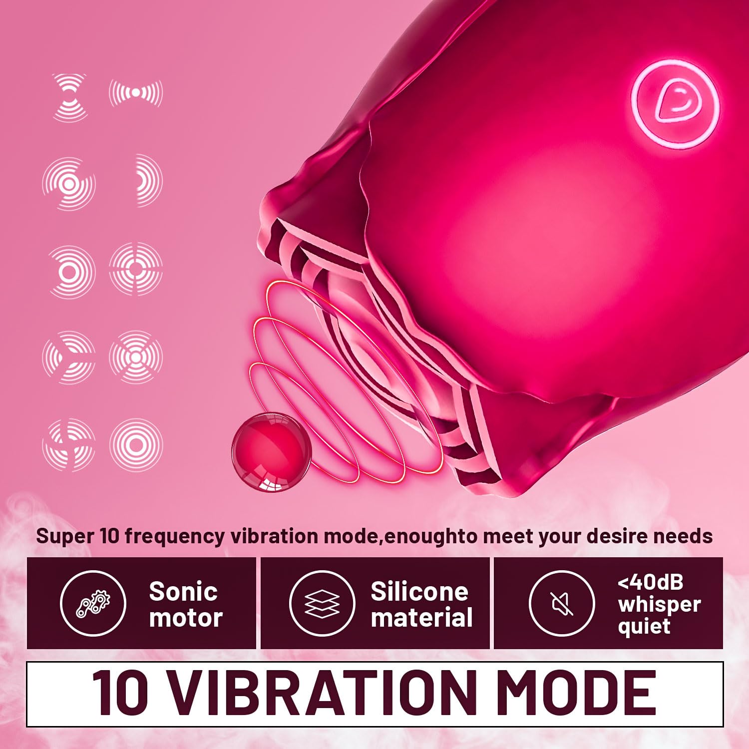 Rose Vibrators for Women - 10 Speed Magnetic Rose Toy with Flower Shape, Waterproof & Rechargeable - Perfect for Couples Play, Solo Pleasure & Sensual Massage
