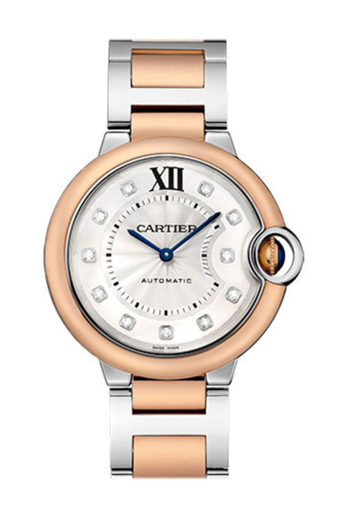Cartier Ballon Bleu 36MM Watch with Diamond Dial - Stainless Steel & Rose Gold W3BB0013 - Luxury Timepiece for Women, Perfect for Gifts, Weddings & Special Occasions