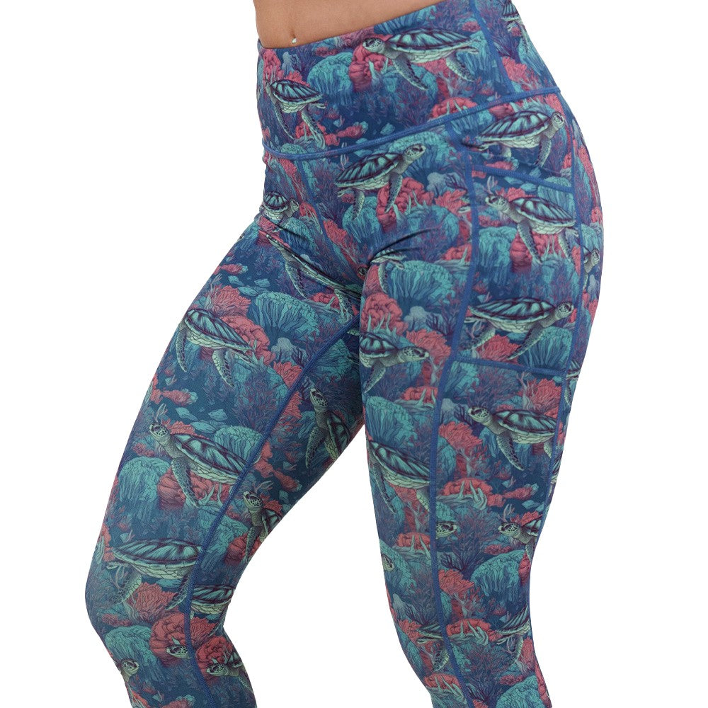 Turtley Obsessed Women's High-Waisted Yoga Leggings - Soft Stretchy Workout Pants for Running, Gym & Lounge