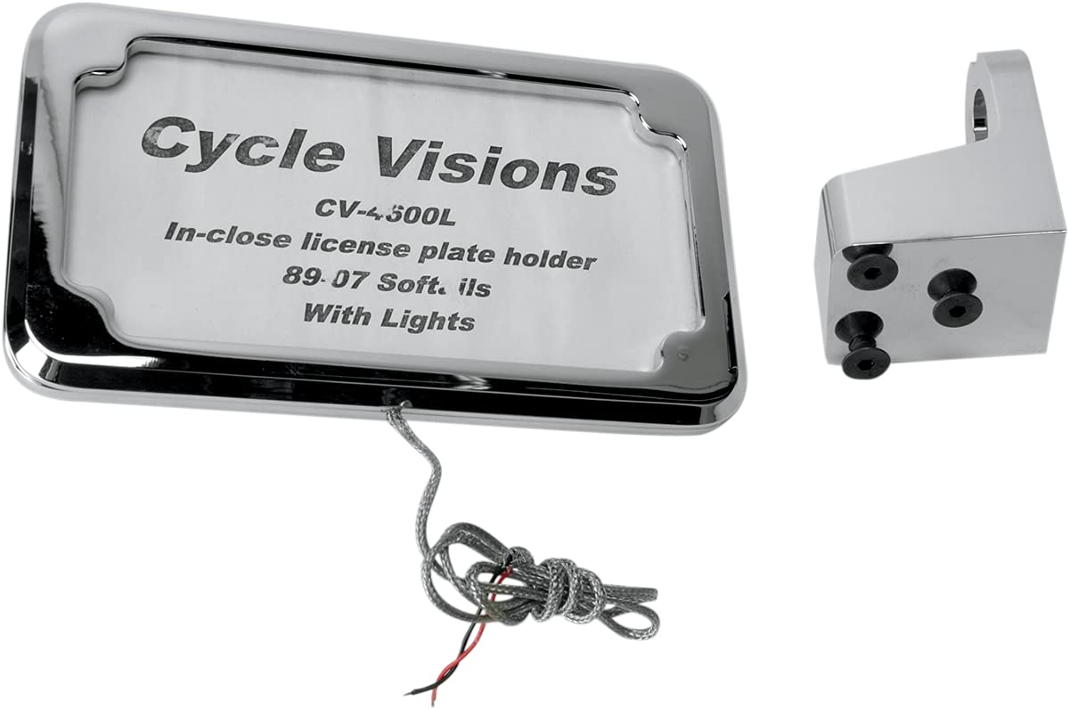 Cycle Visions CV-4600L Vertical License Plate Holder with LED Light - Universal Fit for Motorcycles, ATVs & Dirt Bikes - Enhances Visibility & Compliance for Night Riding & Off-Road Adventures