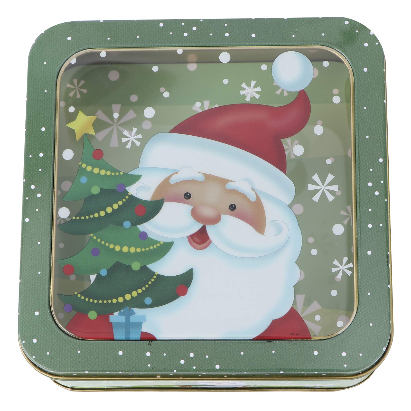 1Pc Square Tinplate Christmas Candy Gift Box - Holiday Baking & Wrapping Storage - Perfect for Christmas Tree Decorations, Party Favors & Festive Home Decor