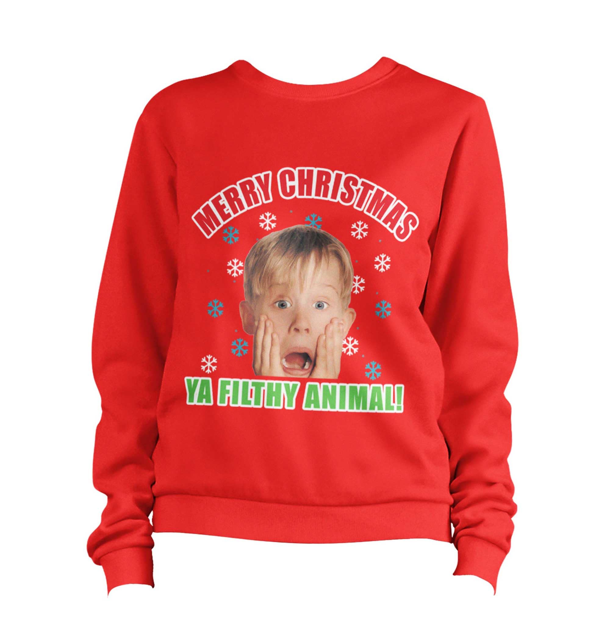 Funny Christmas Sweatshirt - Merry Christmas Ya Filthy Animal 2 Pullover | Festive Holiday Sweater for Xmas Gifts, Movie Fans & Kevin Home Alone Lovers | Perfect for Ugly Christmas Parties, Family Gatherings & Winter Cozy Nights