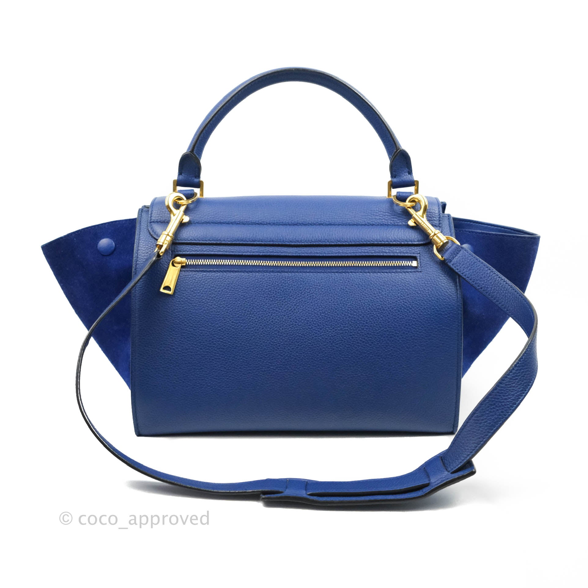 Celine Sleek Small Tri-Color Trapeze Bag in Blue Calfskin Leather - Perfect for Work, Travel & Everyday Use