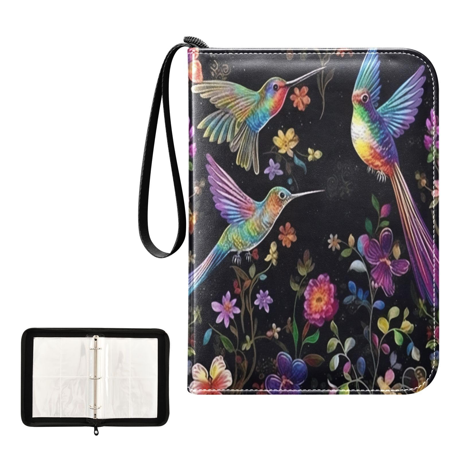 Qilmy 400 Pocket PU Leather Trading Card Binder - Premium Collector Album for Sports Cards, Game Cards & TCG - Durable Card Storage with Hummingbird Design | Perfect for MTG, Pokémon, Yu-Gi-Oh! & Sports Memorabilia Collection