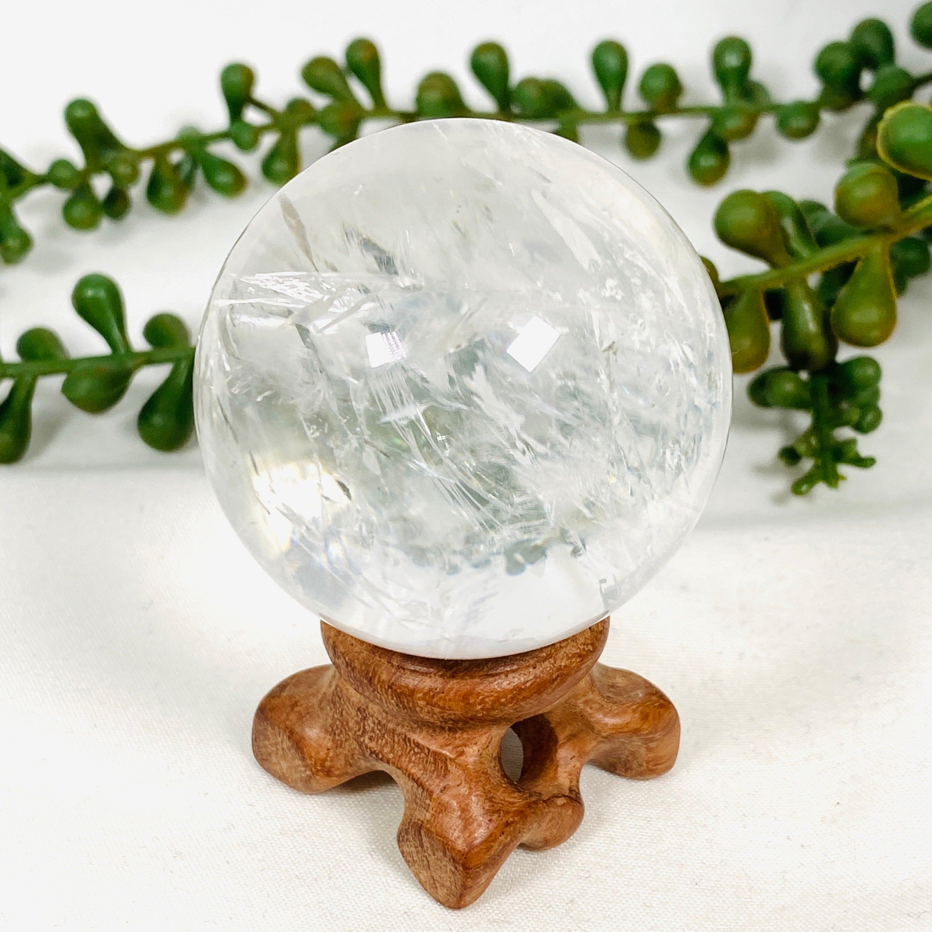 Natural Clear Quartz Sphere - 3 Inch Healing Crystal Ball for Meditation, Reiki & Energy Work - Perfect for Home Decor, Spiritual Gifts & Feng Shui
