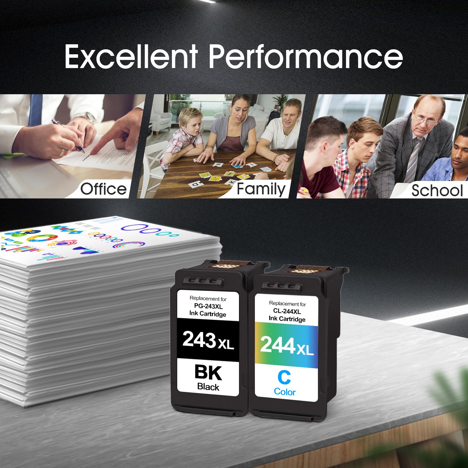Canon PG-243XL & CL-244XL Combo Ink Cartridge - High Yield Replacement for Canon TS3122, MX492, MG2522, MG2922, MG2420, TR4520 Printers (1 Black + 1 Color) - Perfect for Home Office Printing & School Projects