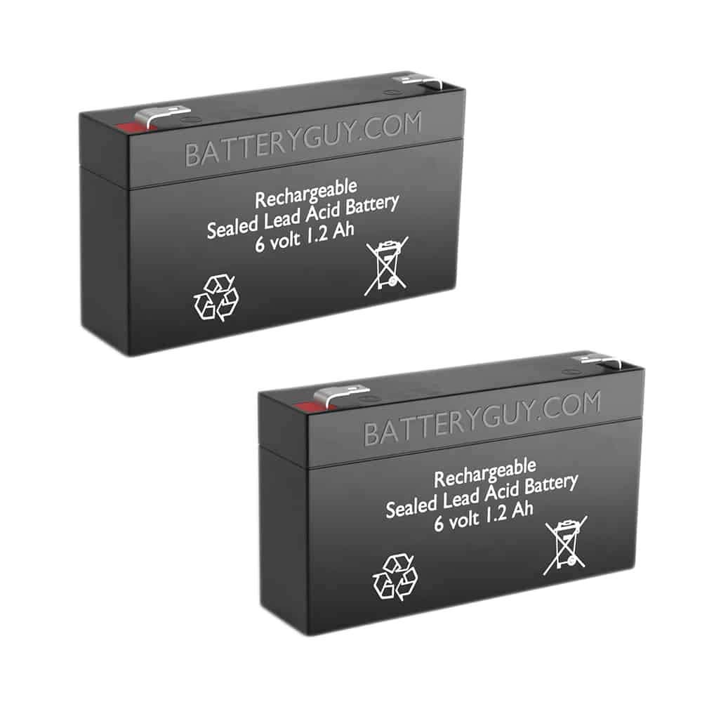NPH136 Replacement 6V 1.2Ah SLA Rechargeable Battery - 2 Pack for Security Systems, Emergency Lights & Backup Power