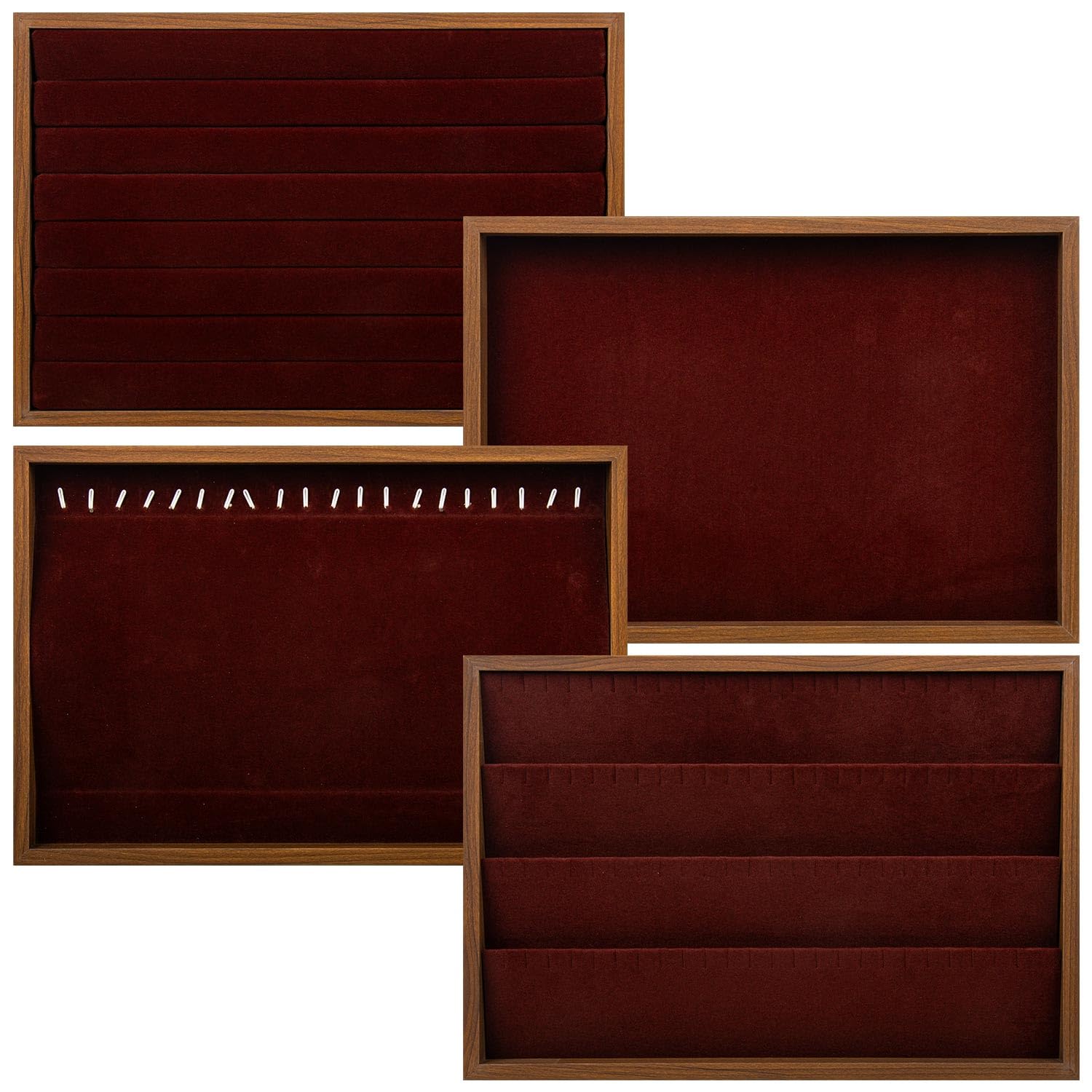 4 Pack Wooden Jewelry Organizer Trays - 13.75