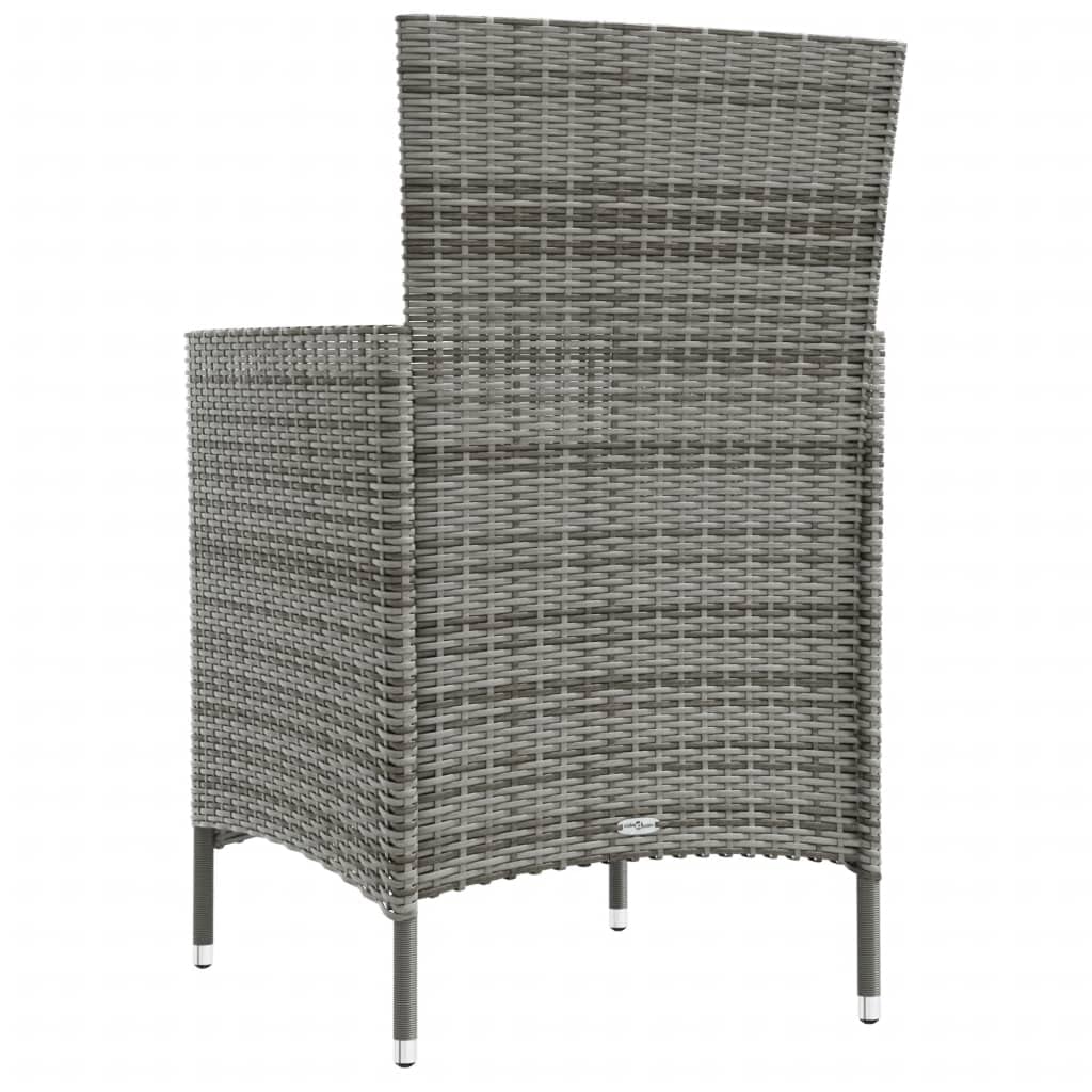 2-Piece Gray Poly Rattan Patio Chairs with Cushions - 24