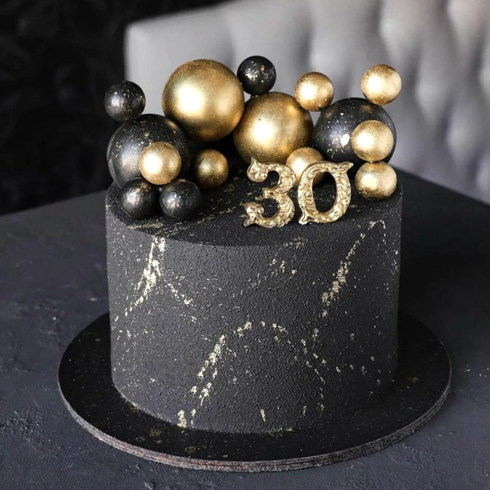 20 Pcs Gold Ball Cake Toppers - Mini Balloon Cake Decorations with Sticks for Christmas, Wedding, Birthday Parties - Perfect for Cupcakes, Desserts & Celebration Cakes