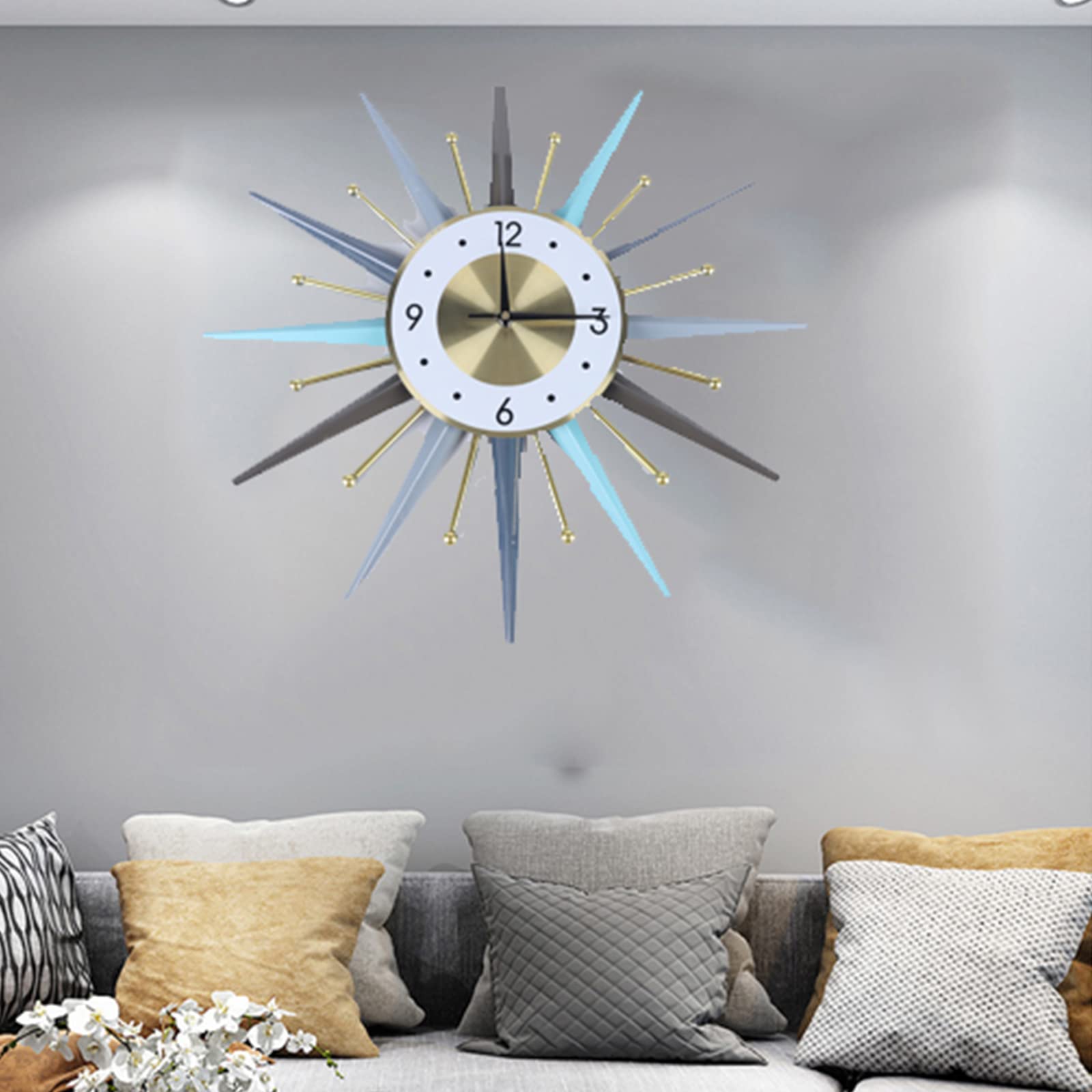 Nordic Style Silent Non-Ticking Wall Clock - 22.8 Inch Modern Battery Operated Wall Decor for Living Room, Bedroom, Study & Office - Perfect for Home, Office and Gift Giving