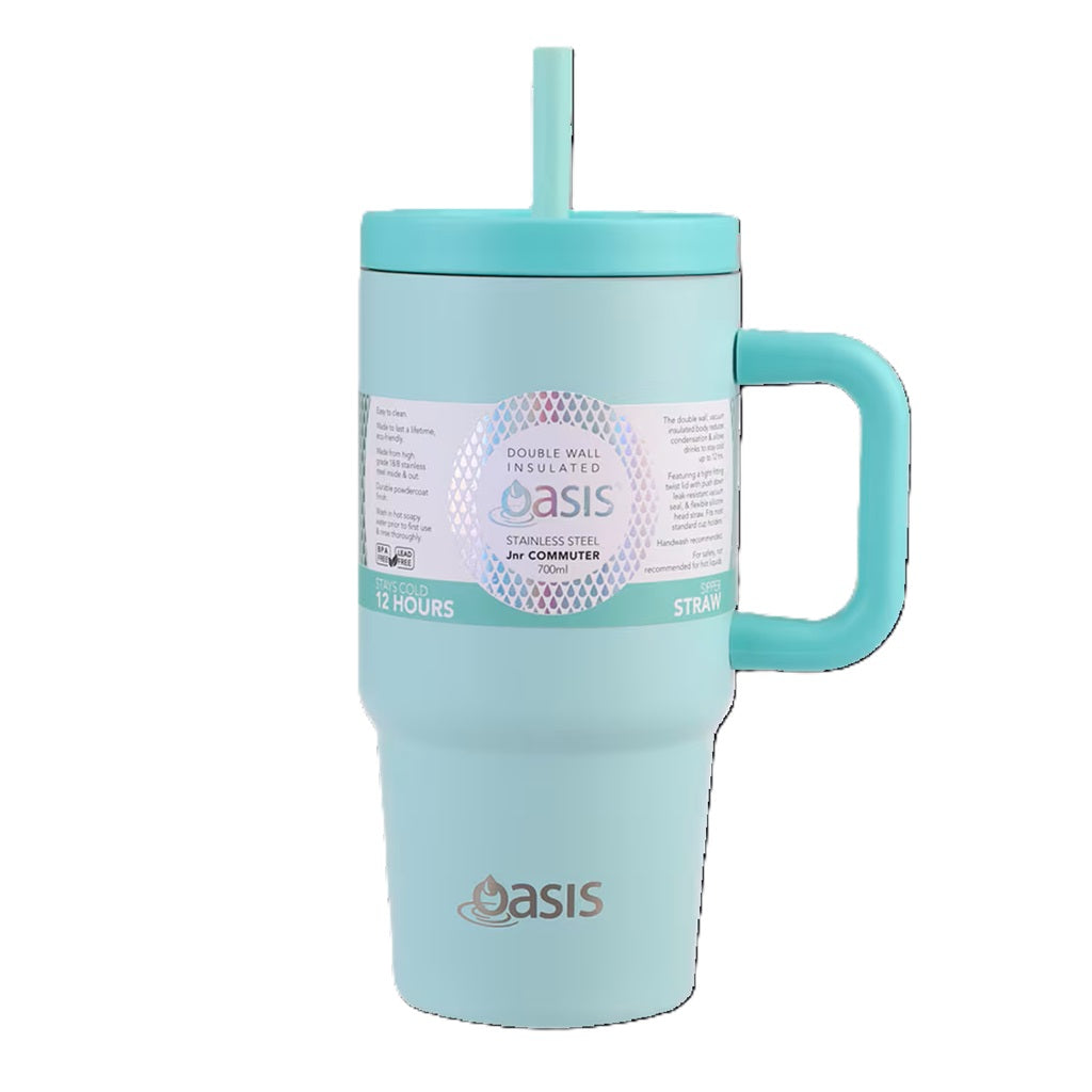 Oasis Commuter Double Wall Insulated Travel Tumbler 700ml (24oz) - Leak Proof Stainless Steel Water Bottle with Lid, Mint Green - Perfect for Office, Gym & Outdoor Activities