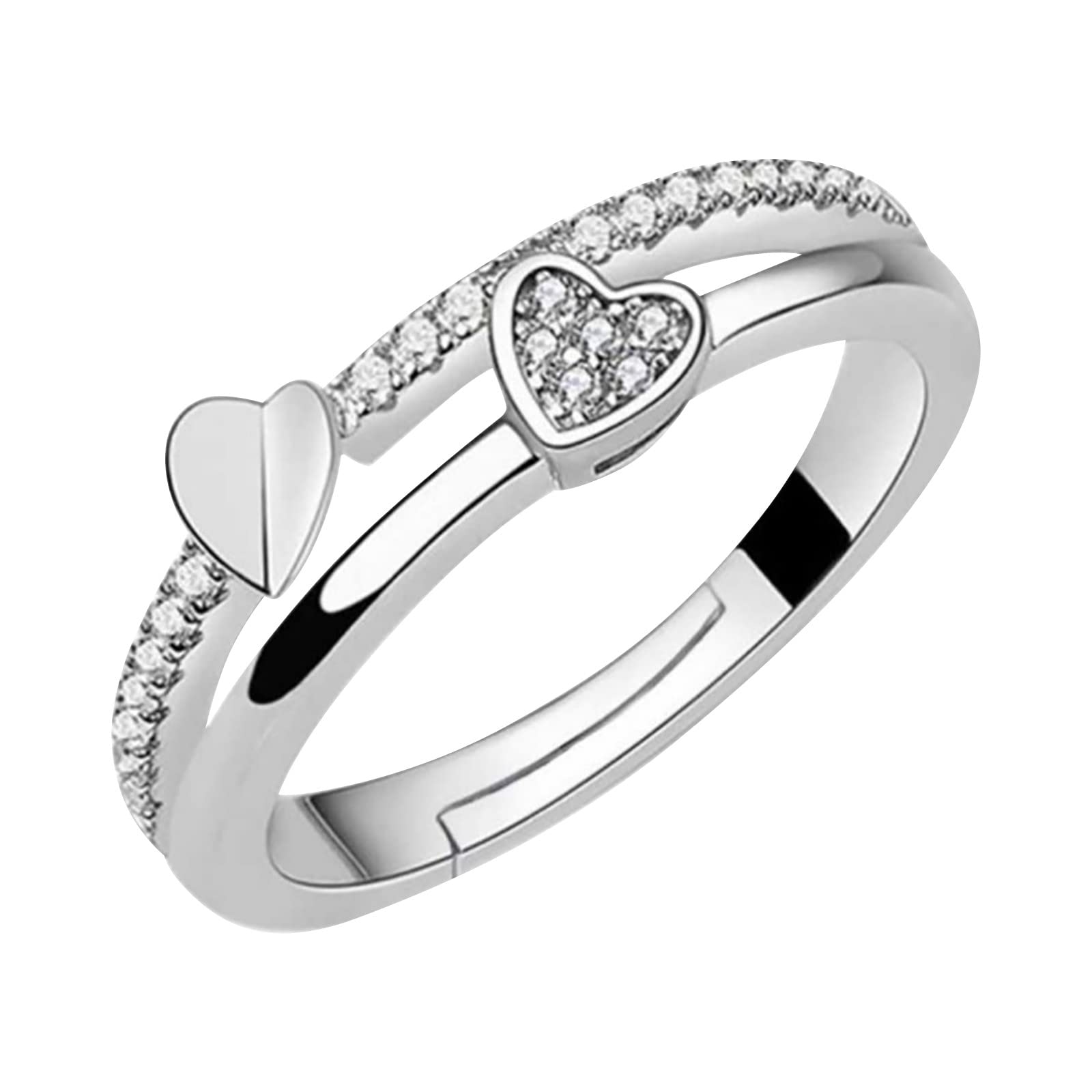 Love Heart Opening Sterling Silver Ring for Women - Elegant Bridal Engagement & Proposal Jewelry Gift for Birthday, Anniversary, Party | Perfect for Romantic Occasions & Special Celebrations