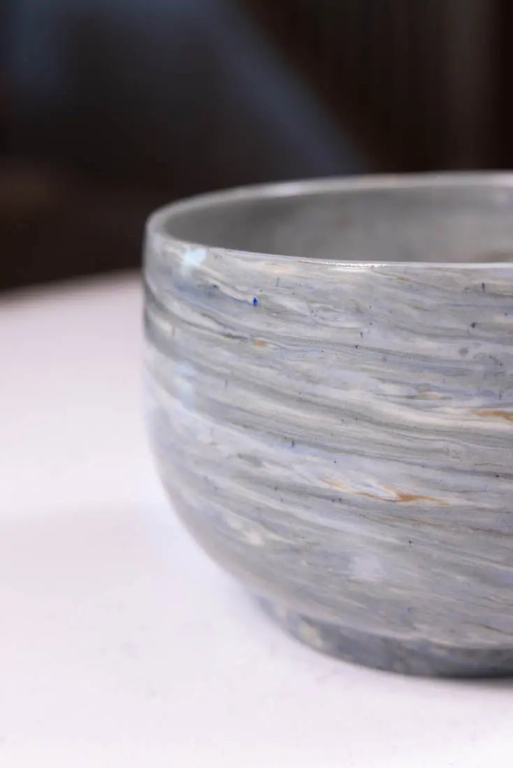 30 oz Medium Stoneware Neriage Marbled Decorative Bowl - Handcrafted Ceramic Serving Bowl for Soup, Salad, Fruit Display - Big Bowl Series for Dining & Home Decor