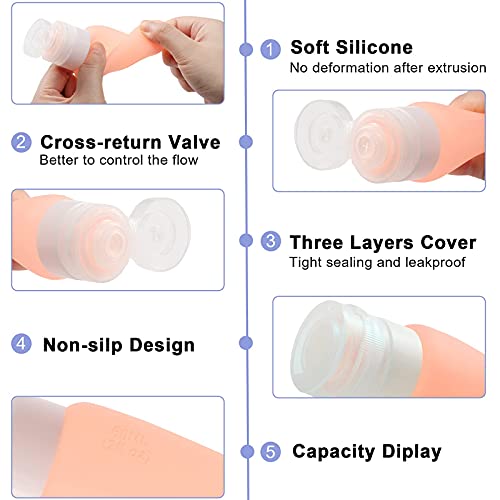 16 PCS Silicone Travel Bottles Set - TSA Approved Leak Proof Squeezable Containers for Shampoo, Conditioner & Toiletries | BPA Free Travel Accessories | Perfect for Airplane, Gym & Vacation Packing