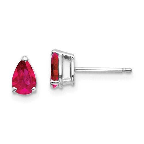 14K White Gold 1.00 CTW Pear Ruby Stud Earrings for Women - Elegant Dangle Earrings for Wedding, Party & Special Occasions