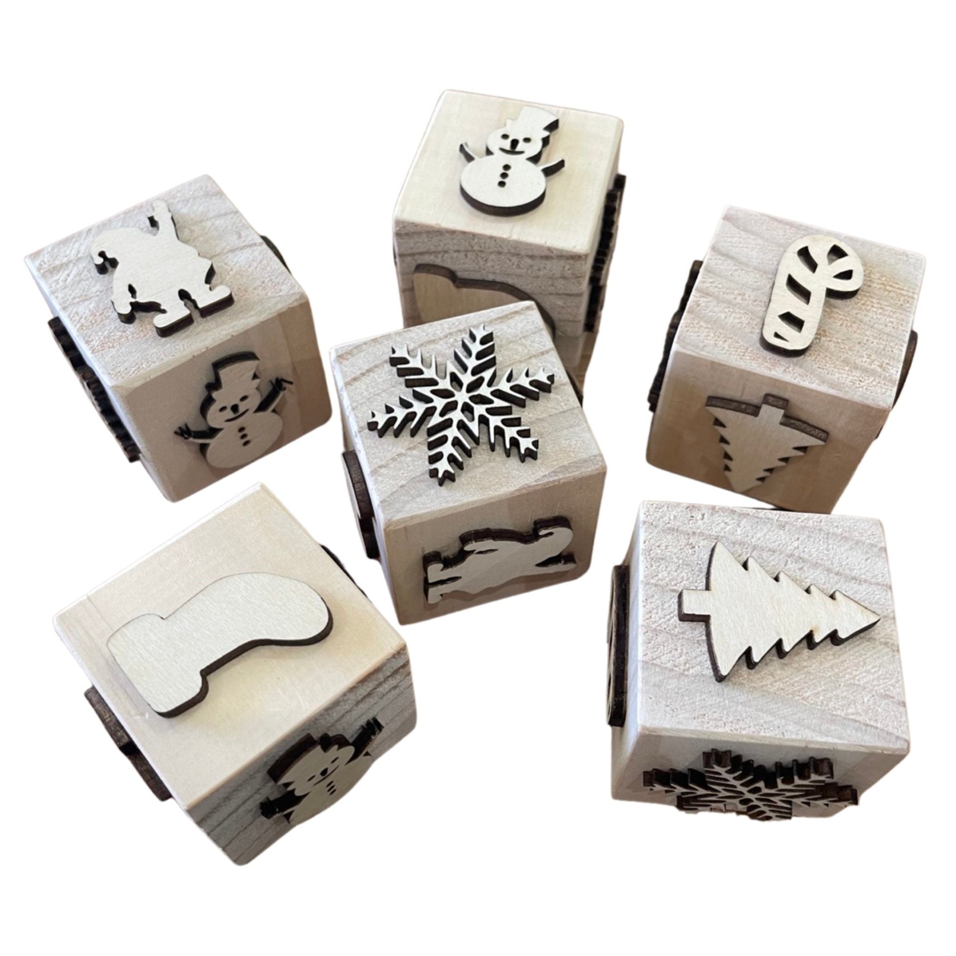 Christmas Wooden Stamp Block Set - DIY Holiday Craft Stamps for Cards, Gift Wrapping & Scrapbooking - Perfect for Seasonal Decorations and Handmade Greetings