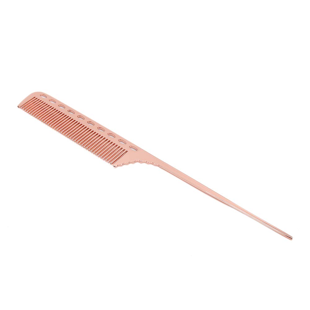3 Pack Rose Gold Aluminum Comb Set - Tail Pin Comb, Rat Tail Comb & Teasing Comb for Men | Portable Barber Styling Tools for Hair Styling, Detangling & Volume (Rose Gold)
