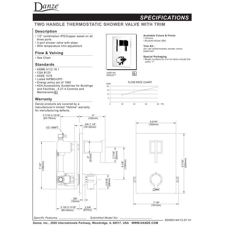 Danze Sirius Modern Chrome Square 1/2