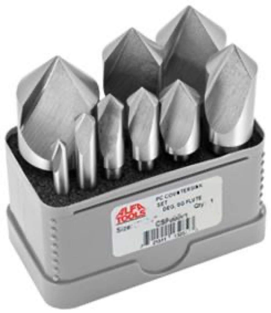 ALFA Tools CSF50571C 9-Piece 100 Degree Single Flute Countersink Bit Set (3/16