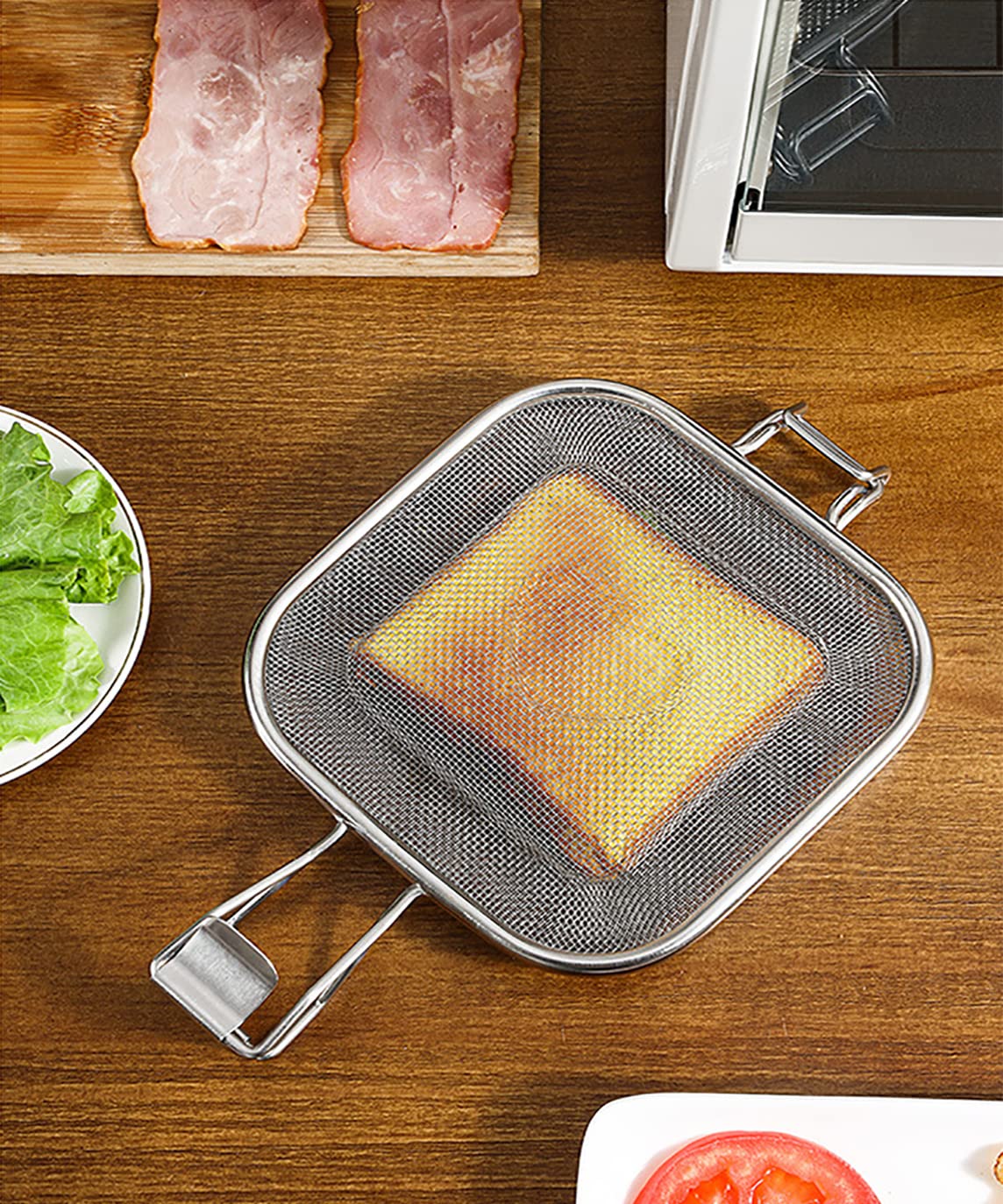 Stainless Steel Sandwich Maker & Hand Toaster - Electric Grill Panini Press for Breakfast, Lunch & Snacks - Perfect for Home, Office & Camping Use