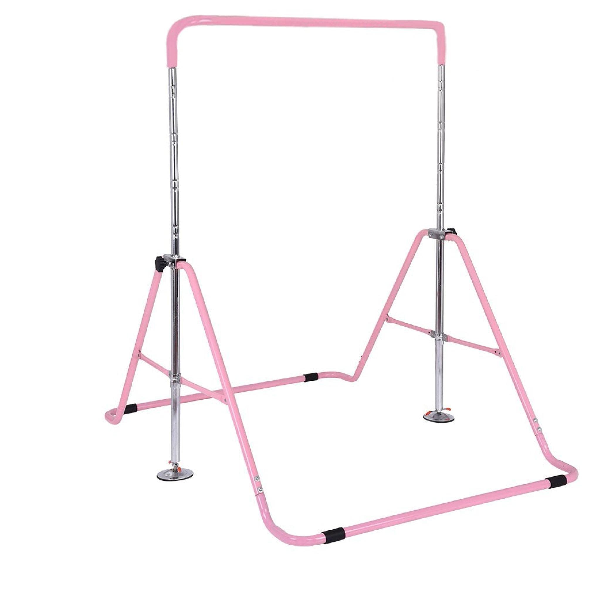 Adjustable Kids Gymnastics Horizontal Bar - Expandable Training Bar for Home Use, Pink - Perfect for Indoor Playroom, Backyard & Gymnastics Practice
