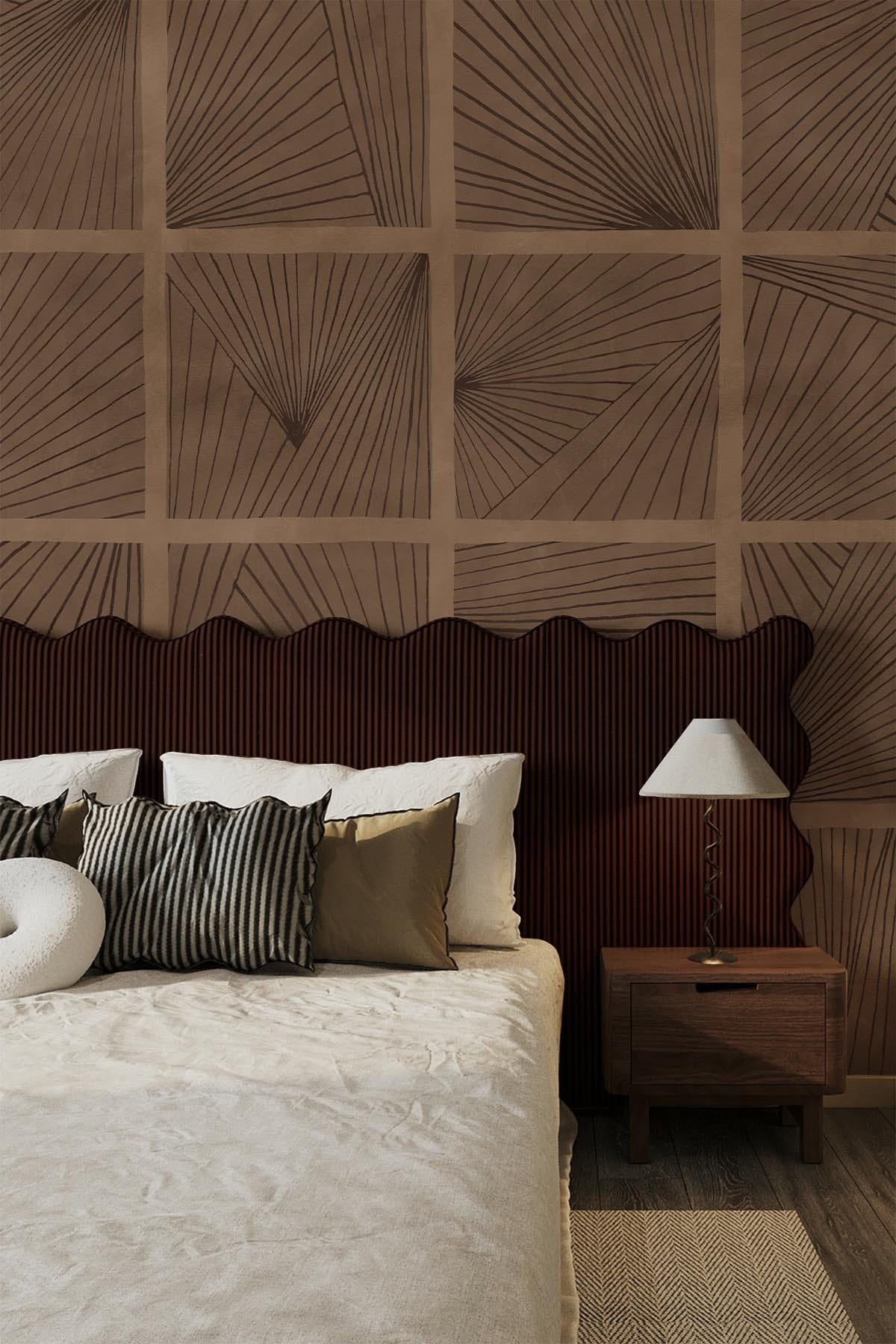 Decorative Brown Grid Wall Art - Modern Geometric Home Decor for Living Room, Bedroom & Office