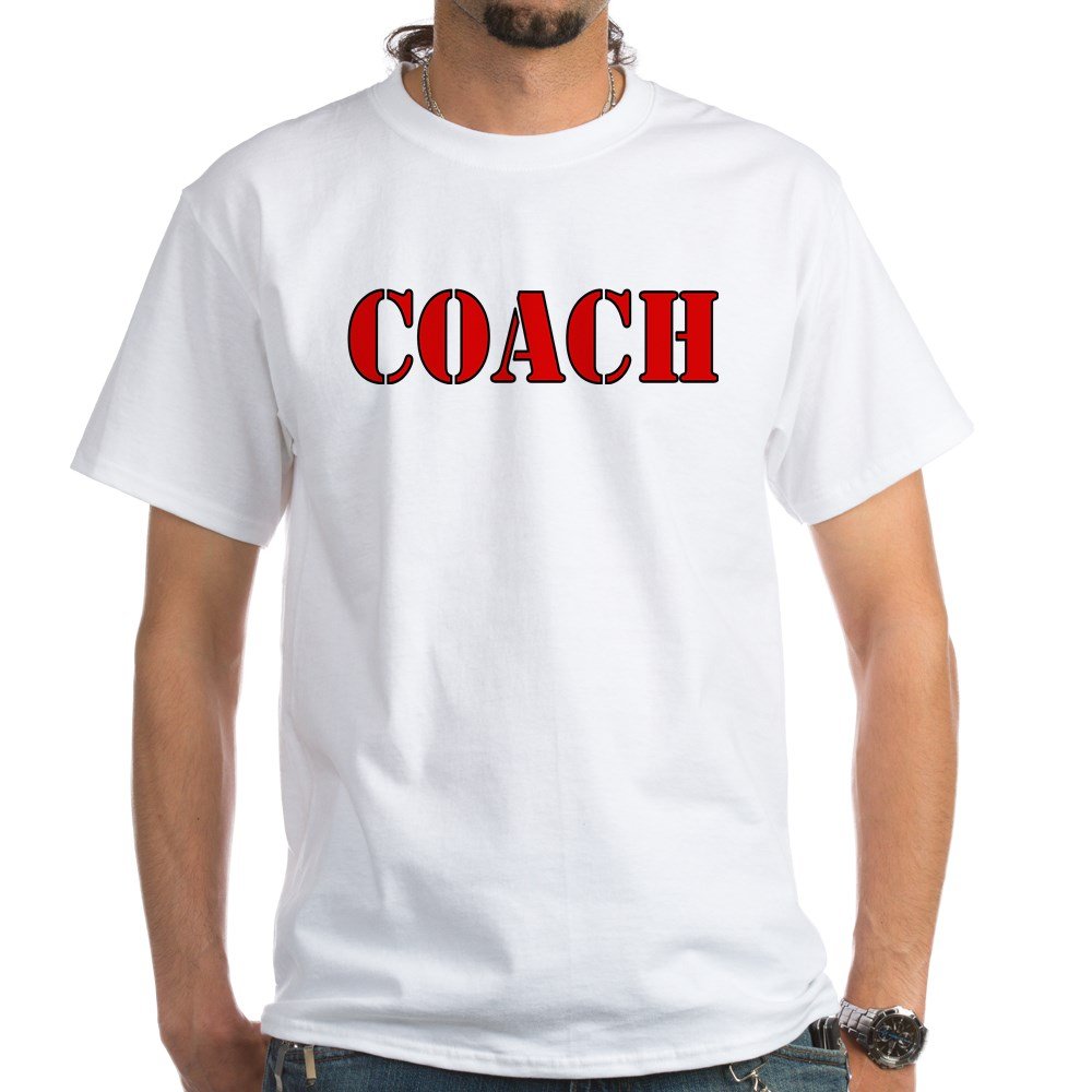 Lacrosse Coach White Cotton T-Shirt for Men & Women - Comfortable Team Sports Apparel for Coaching, Practice & Games