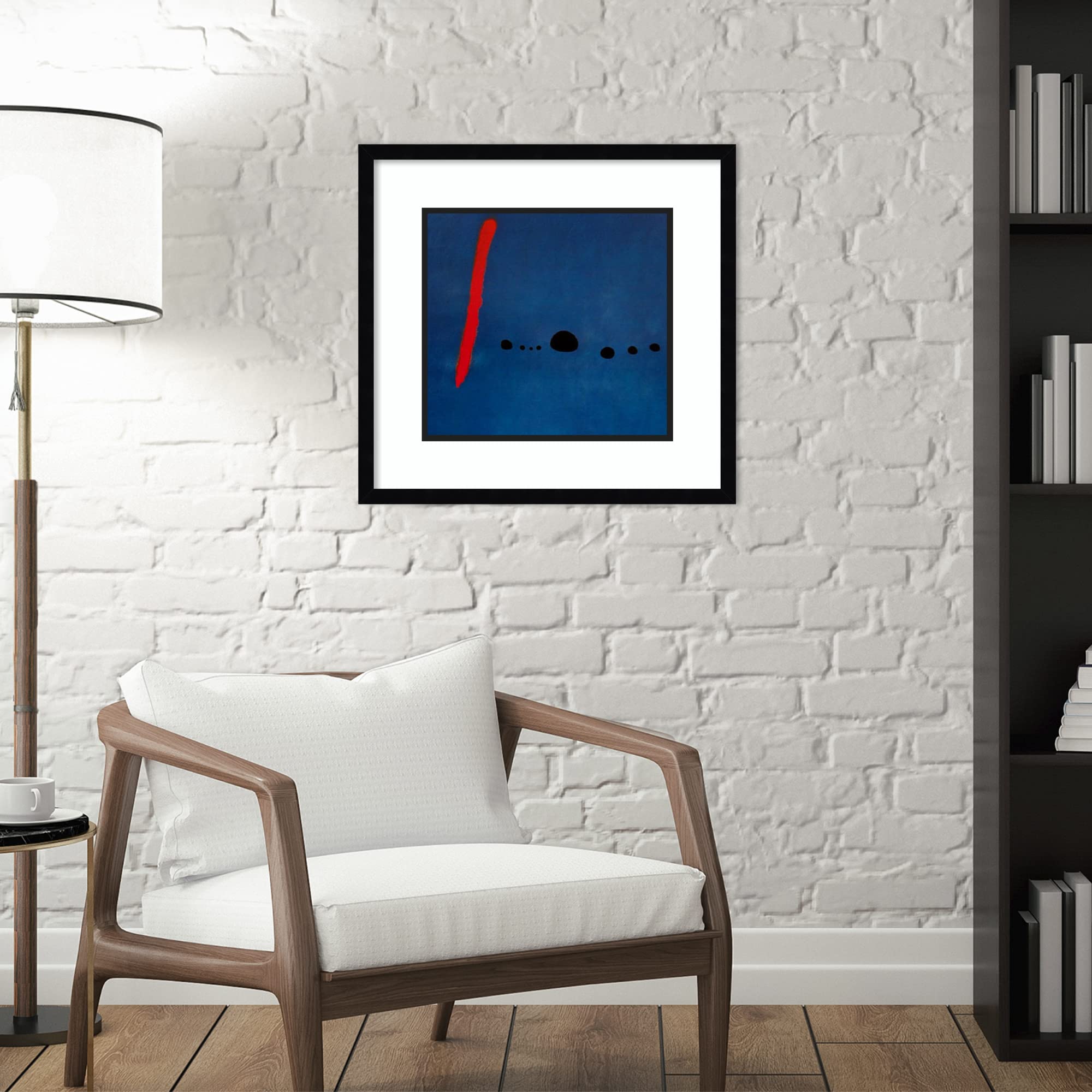 Amanti Art Framed Wall Art Print - 19x20 Bleu II by Joan Miro, Abstract Canvas Painting, Museum Quality Masterpiece for Home & Office Decor - Perfect for Living Room, Bedroom, Bathroom, Kitchen & Workspace | Modern Wall Decor for Art Lovers